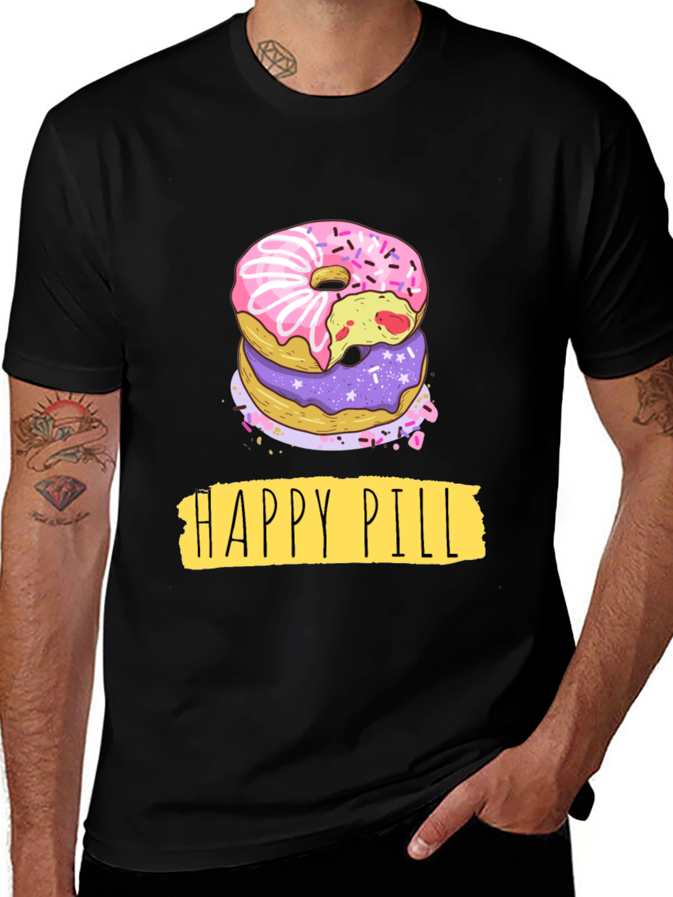 Happy Pill Donut Graphic T-Shirt
