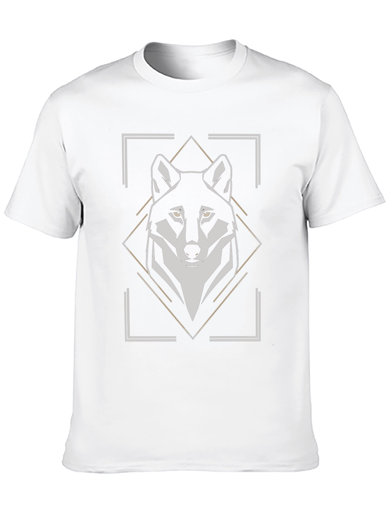 Geometric Wolf Graphic Tee - Black