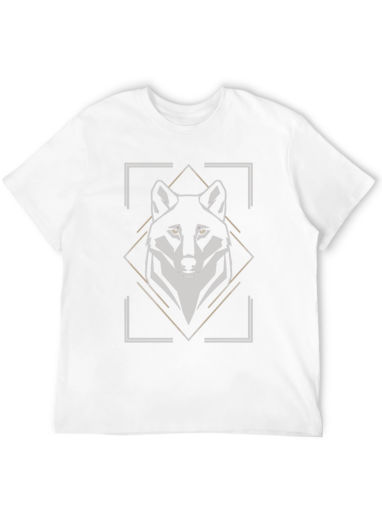 Geometric Wolf Graphic Tee - Black