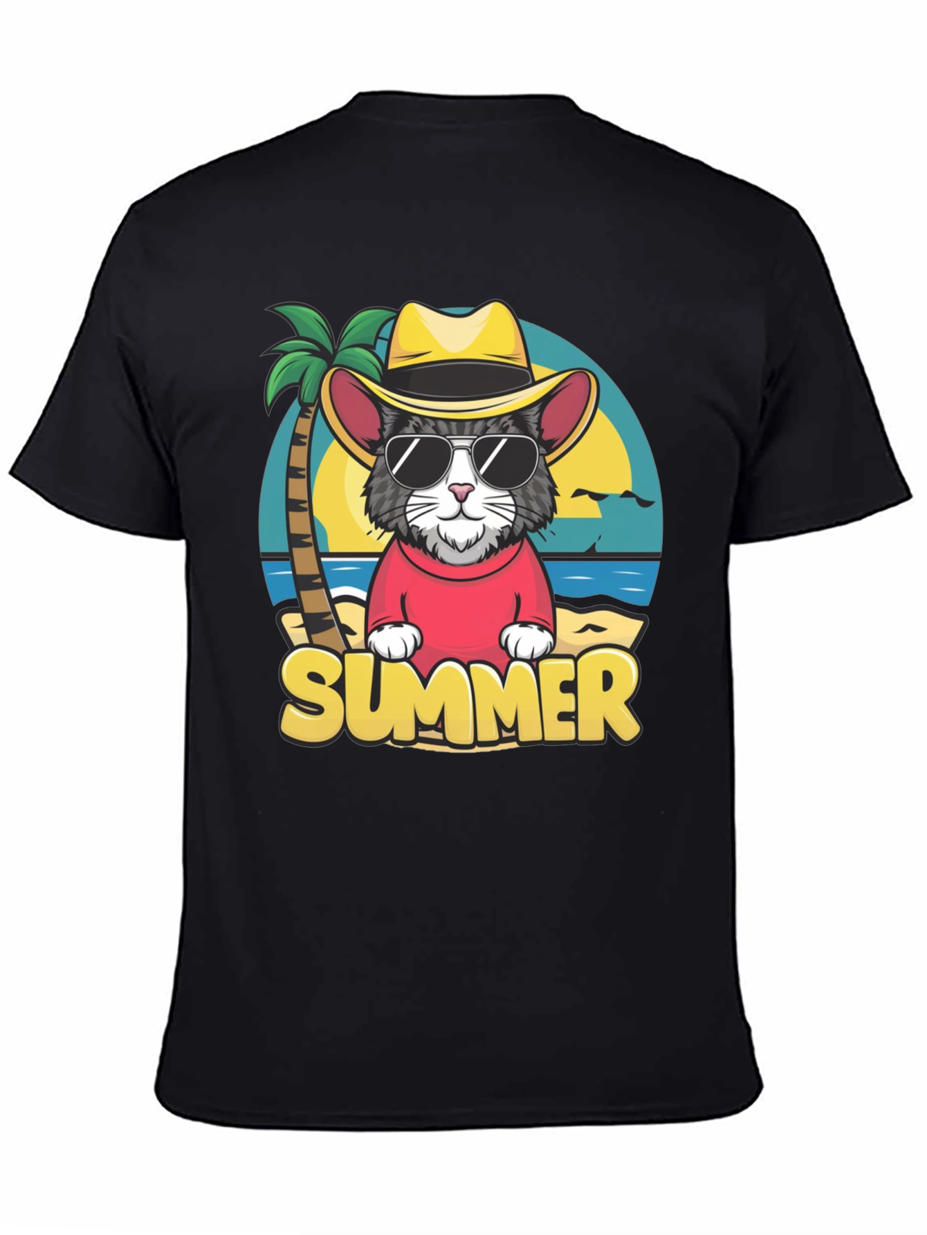 Summer Cat T-Shirt - Beach Vibes Graphic Tee