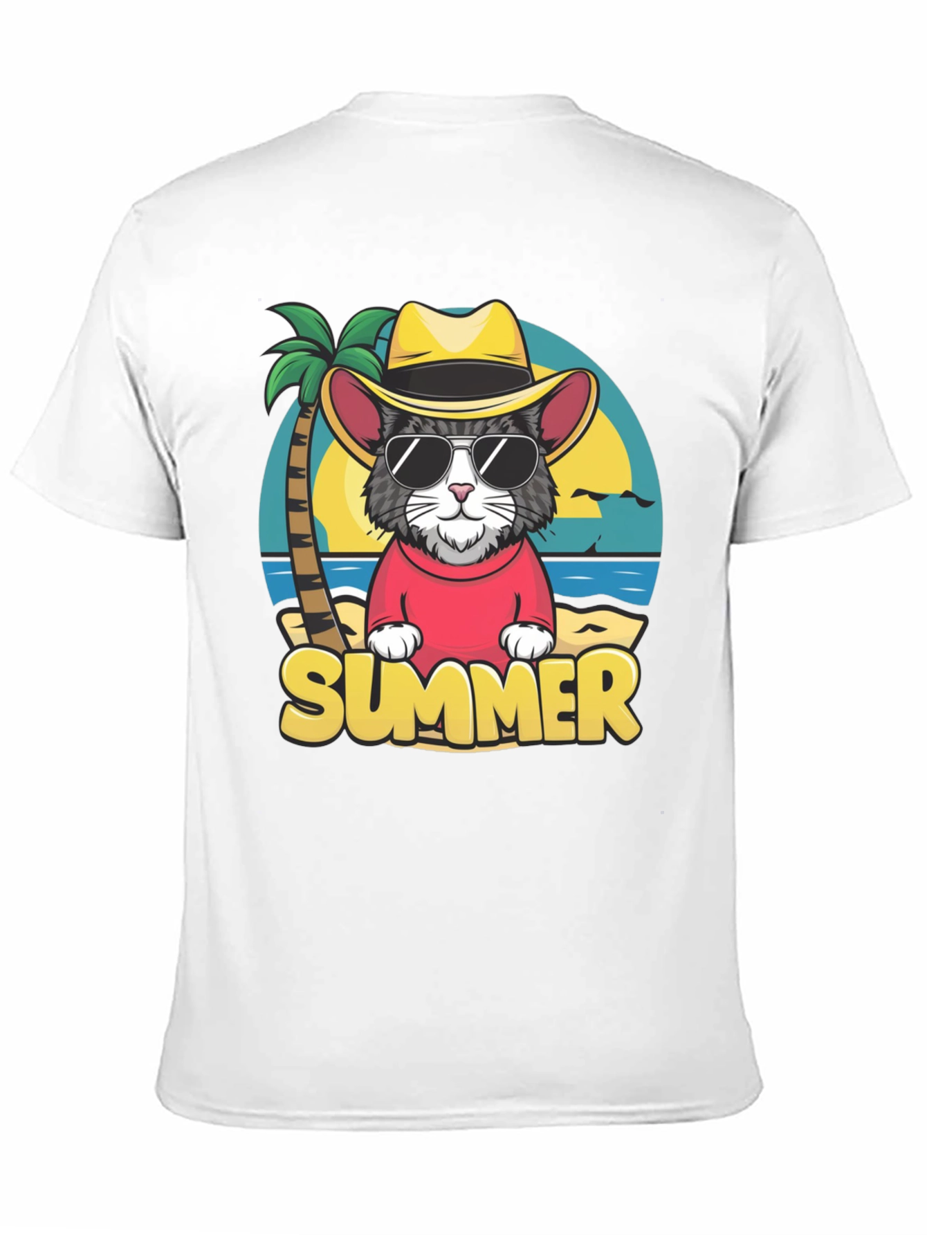 Summer Cat T-Shirt - Beach Vibes Graphic Tee