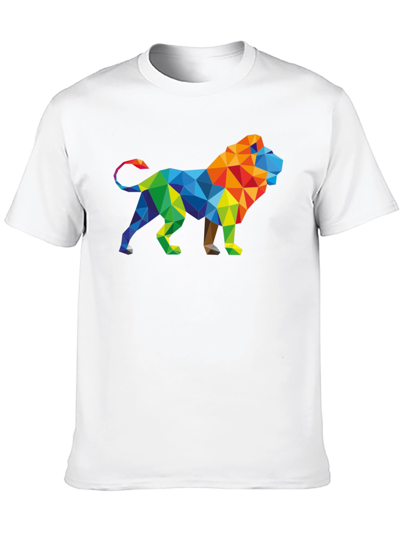 Geometric Lion Graphic Tee - Stylish Mens Black T-Shirt