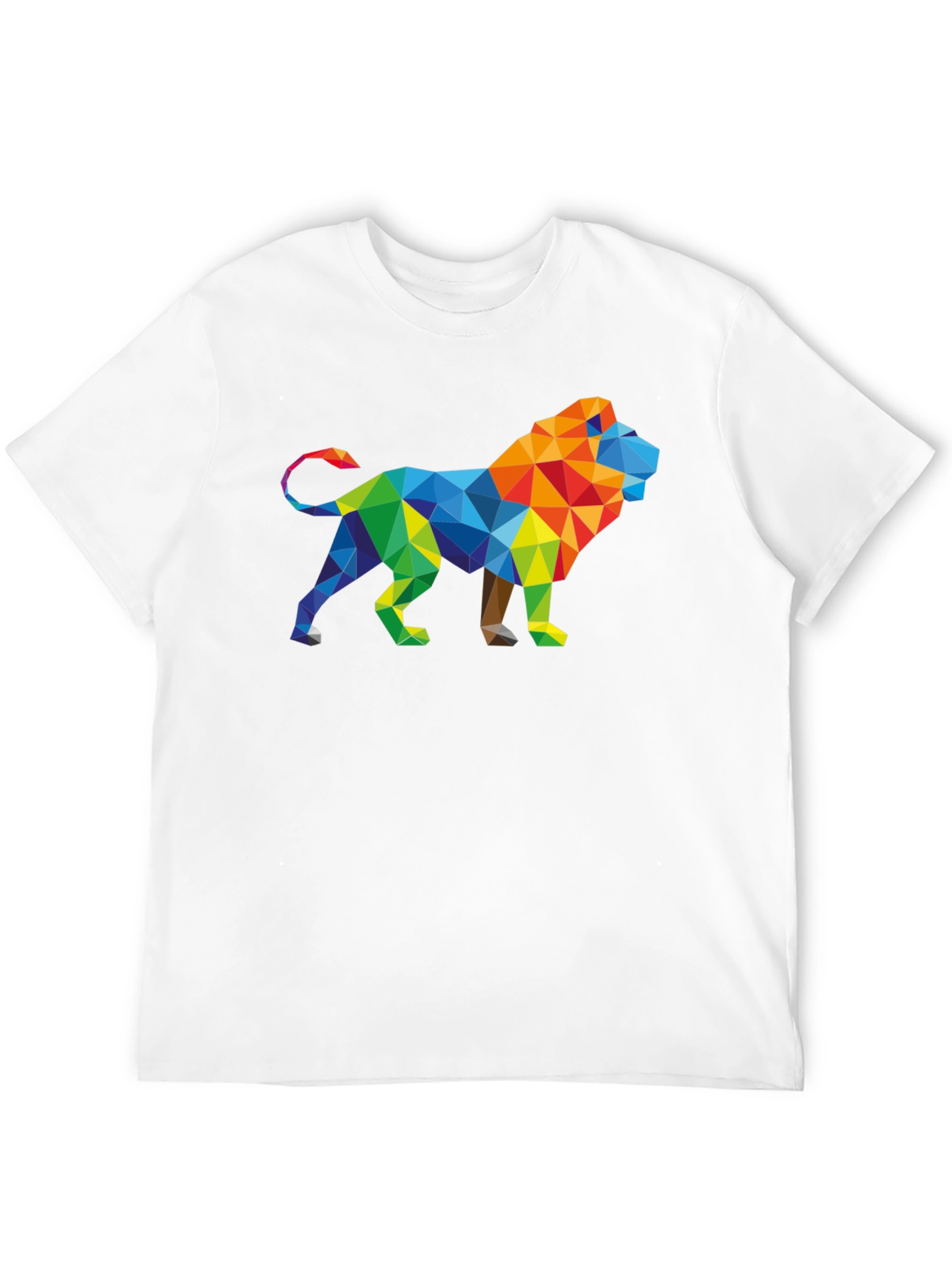 Geometric Lion Graphic Tee - Stylish Mens Black T-Shirt