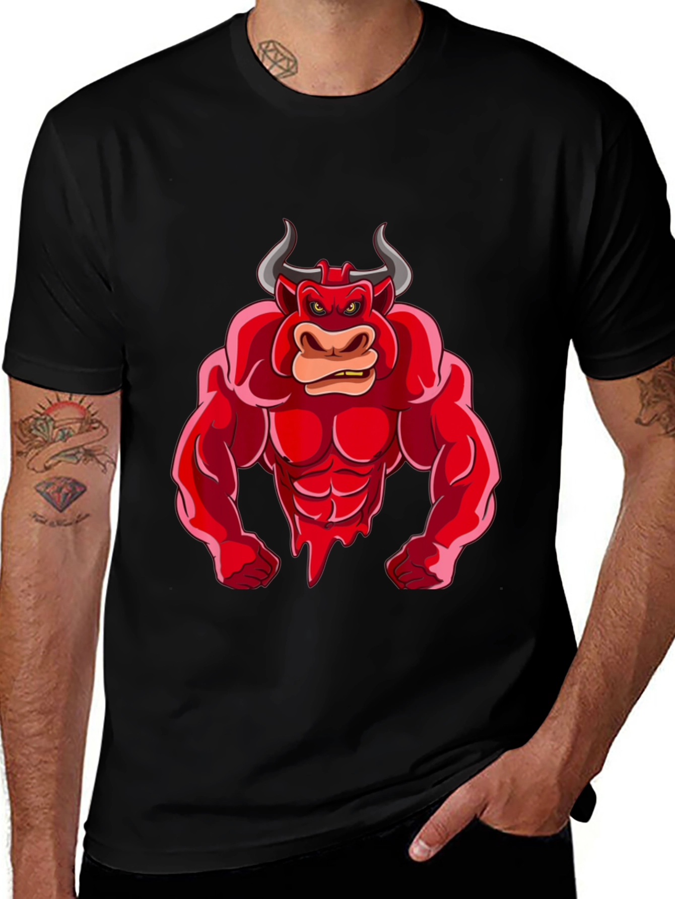 Red Bull Cartoon Graphic T-Shirt