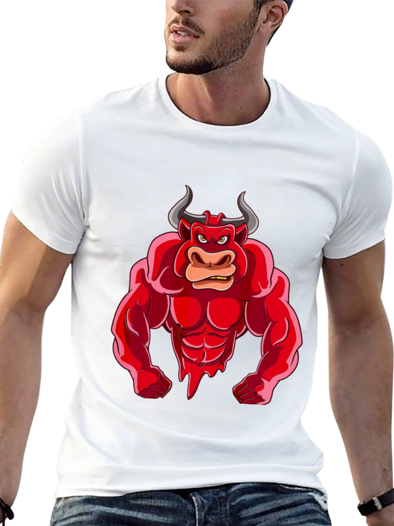 Red Bull Cartoon Graphic T-Shirt