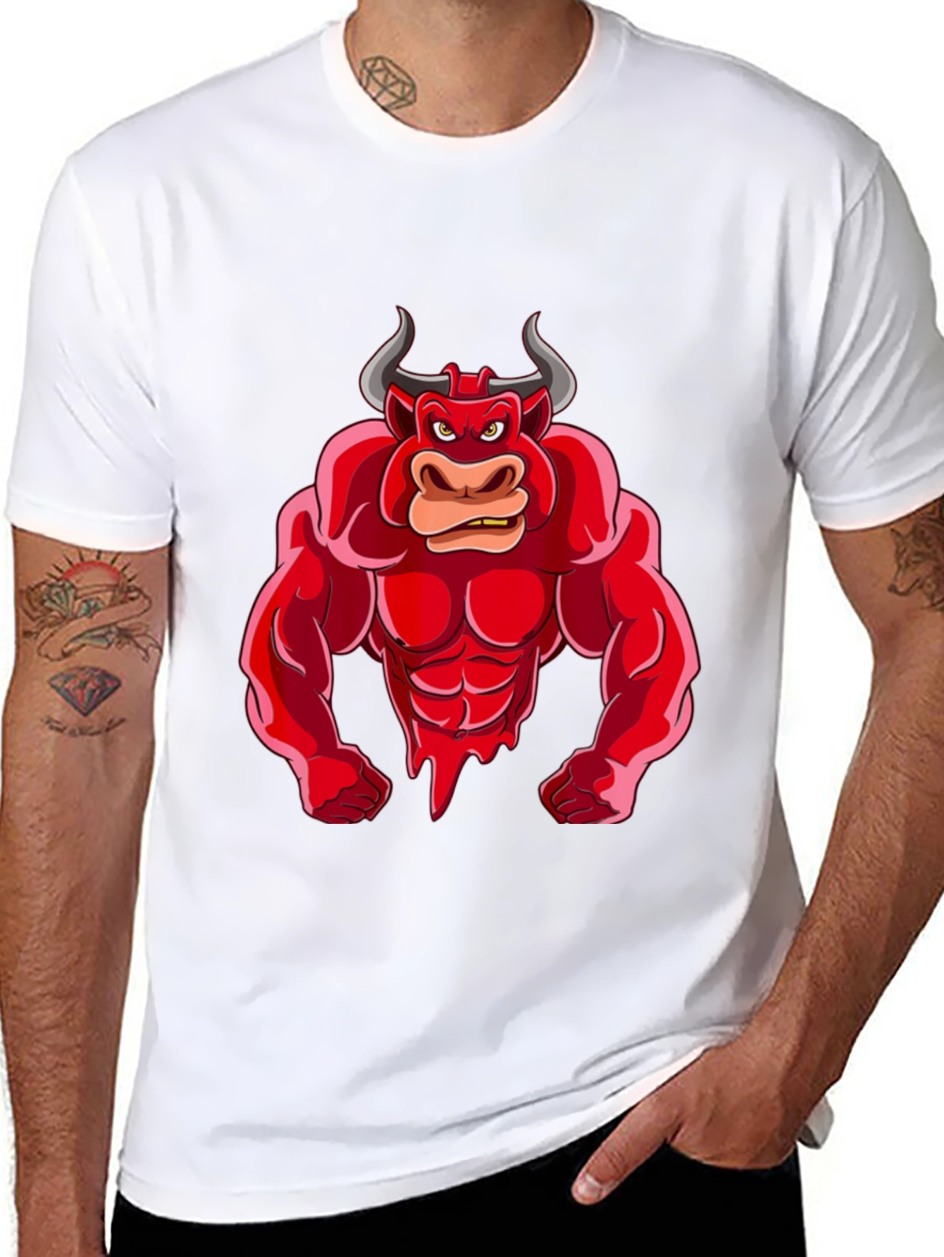 Red Bull Cartoon Graphic T-Shirt