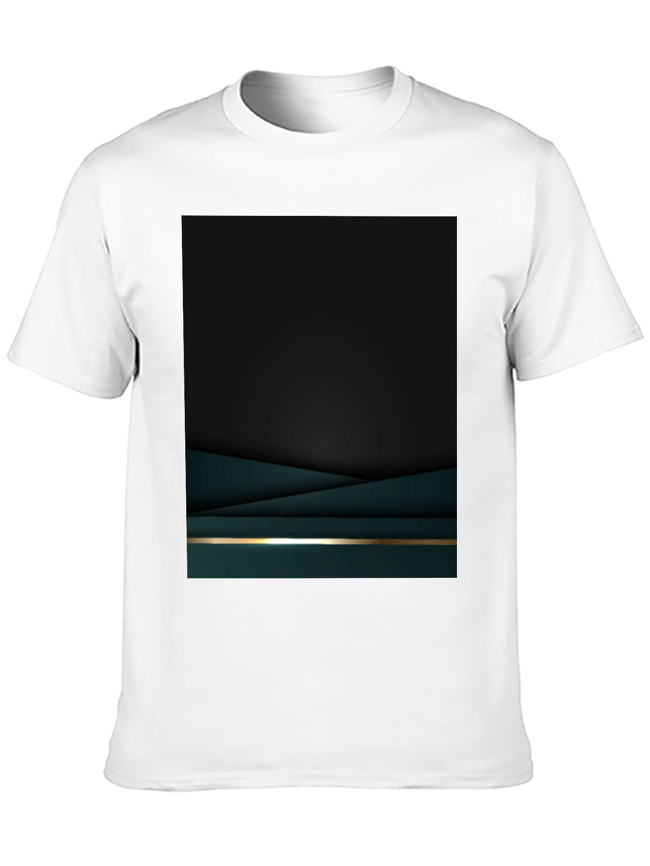 Elegant Dark Green Geometric T-Shirt