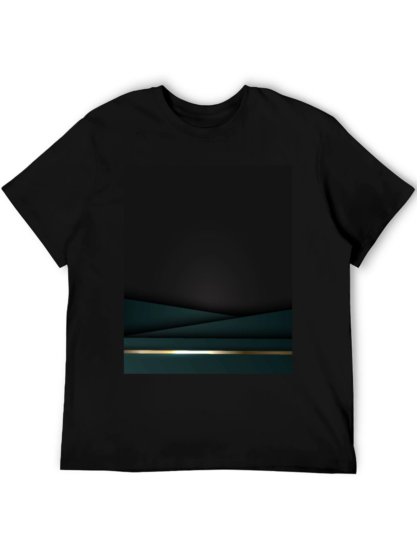 Elegant Dark Green Geometric T-Shirt