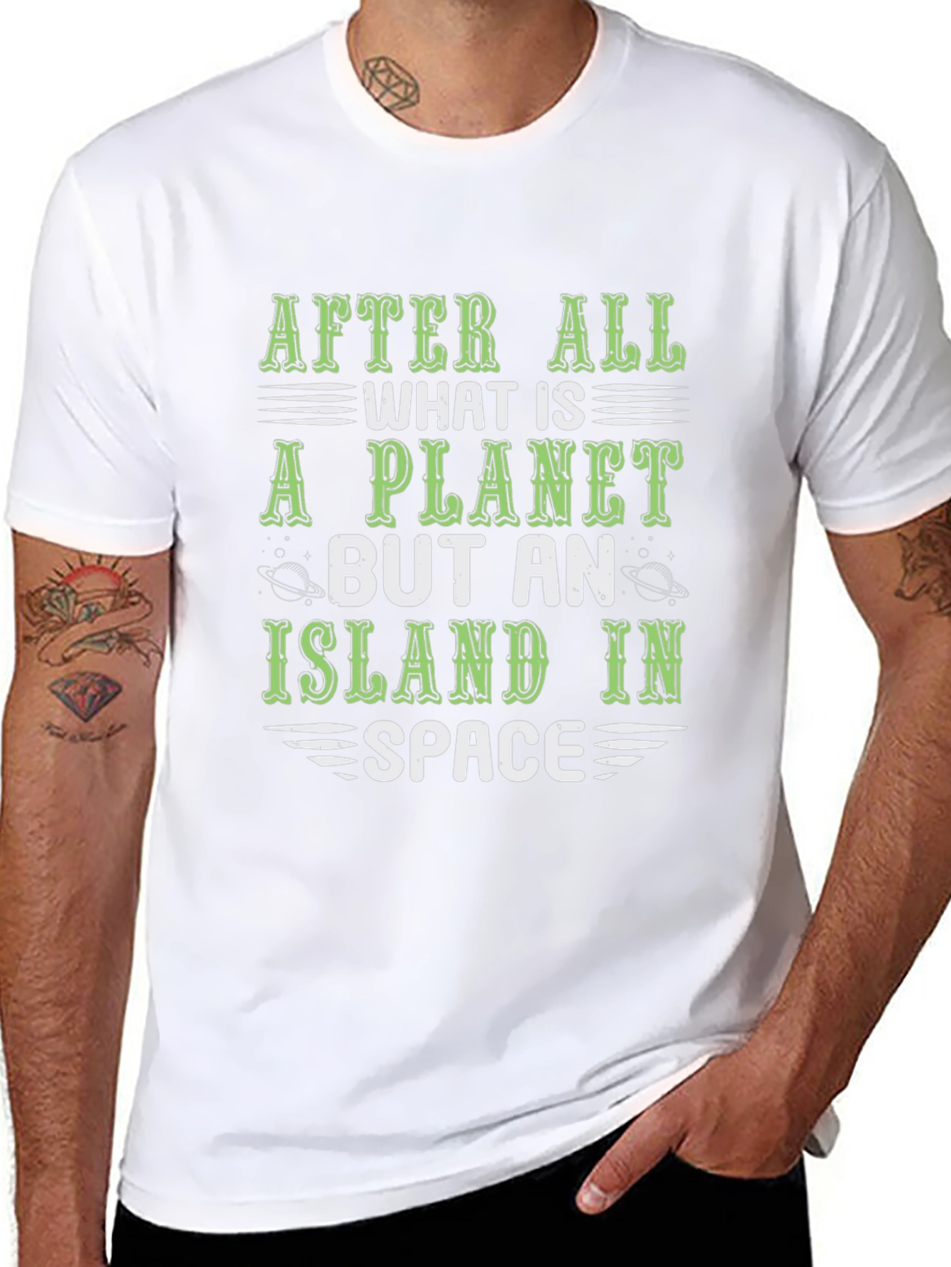 Planet Island in Space Graphic T-Shirt