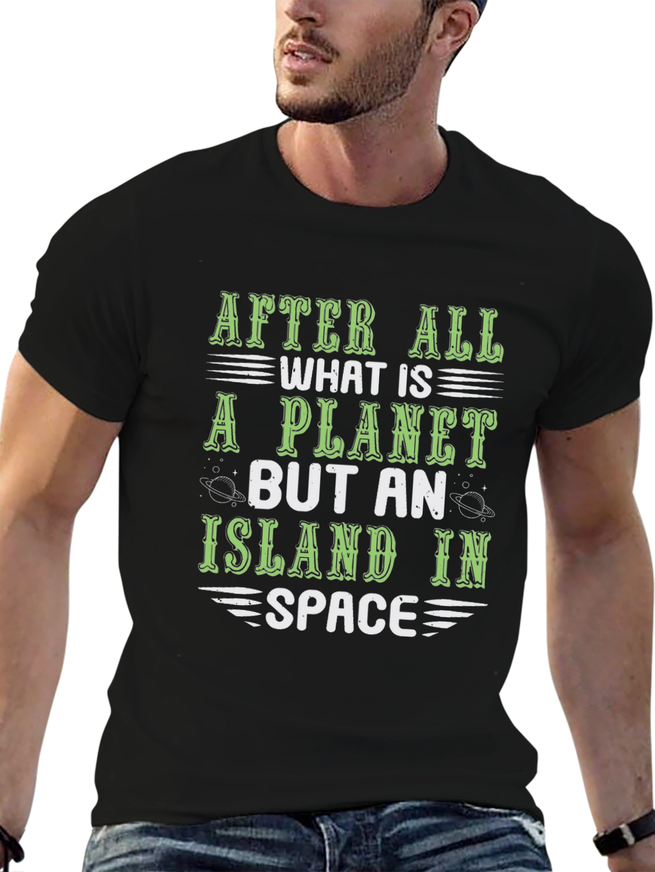 Planet Island in Space Graphic T-Shirt