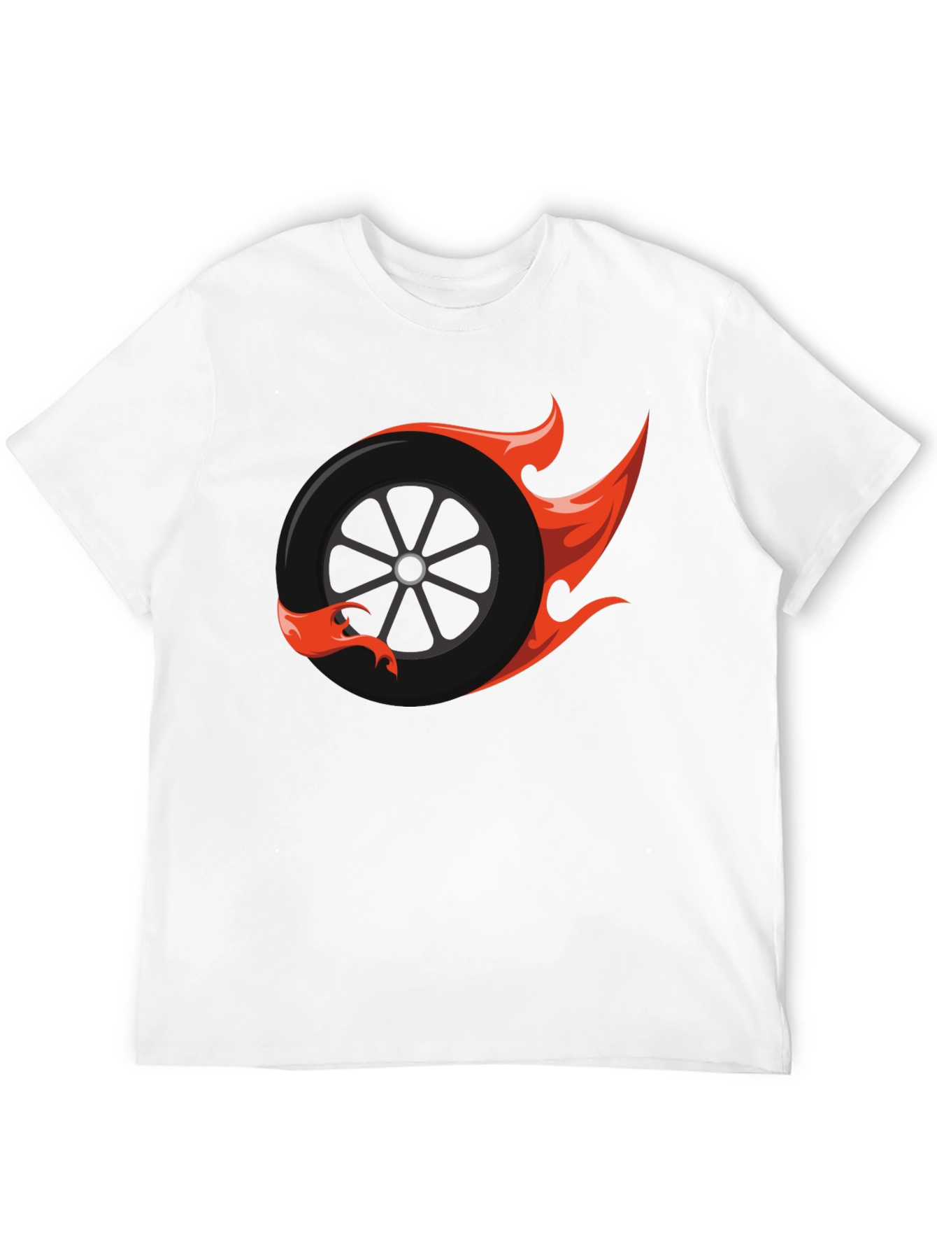 Flaming Wheel Graphic Tee - Cool Car Enthusiast Design