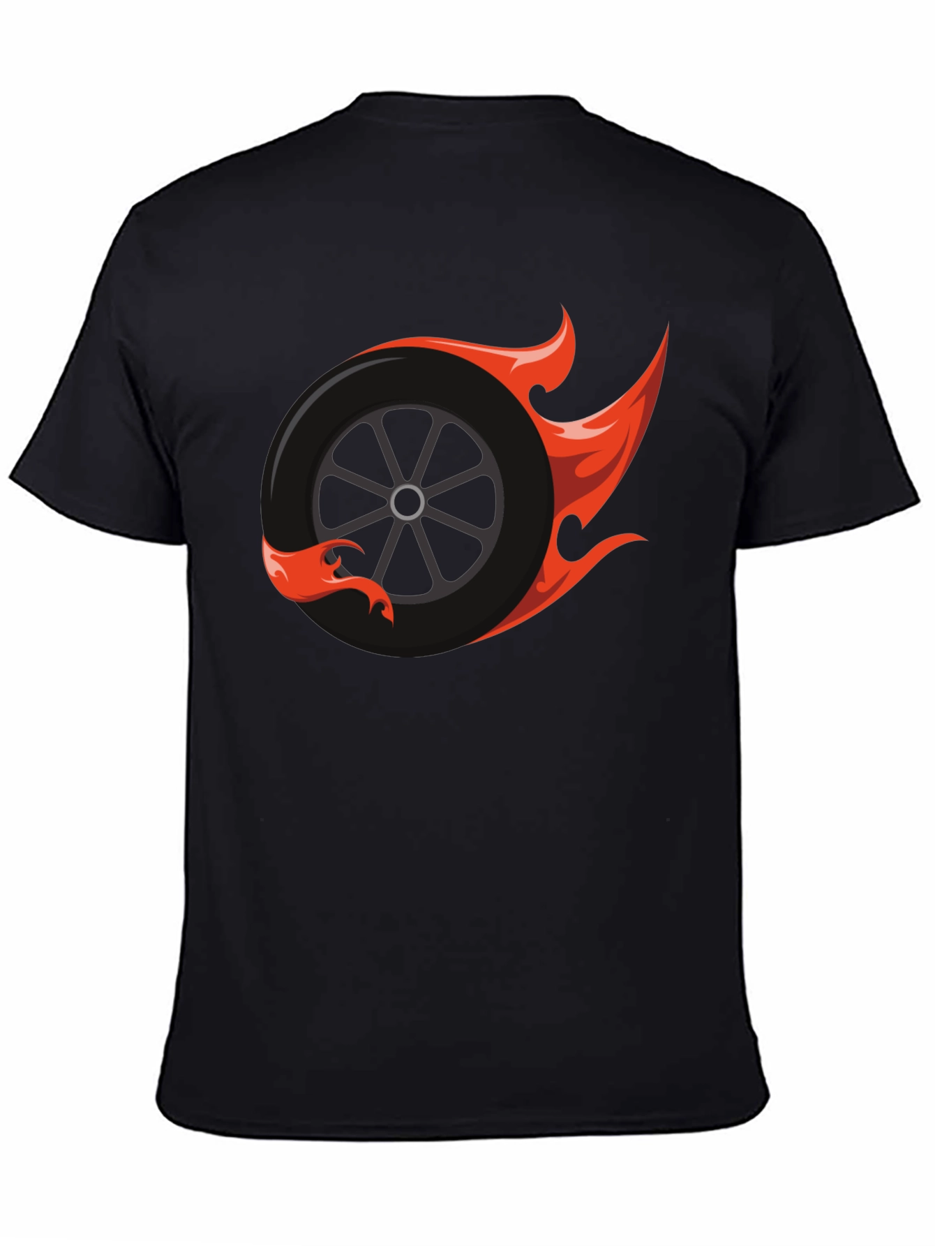 Flaming Wheel Graphic Tee - Cool Car Enthusiast Design