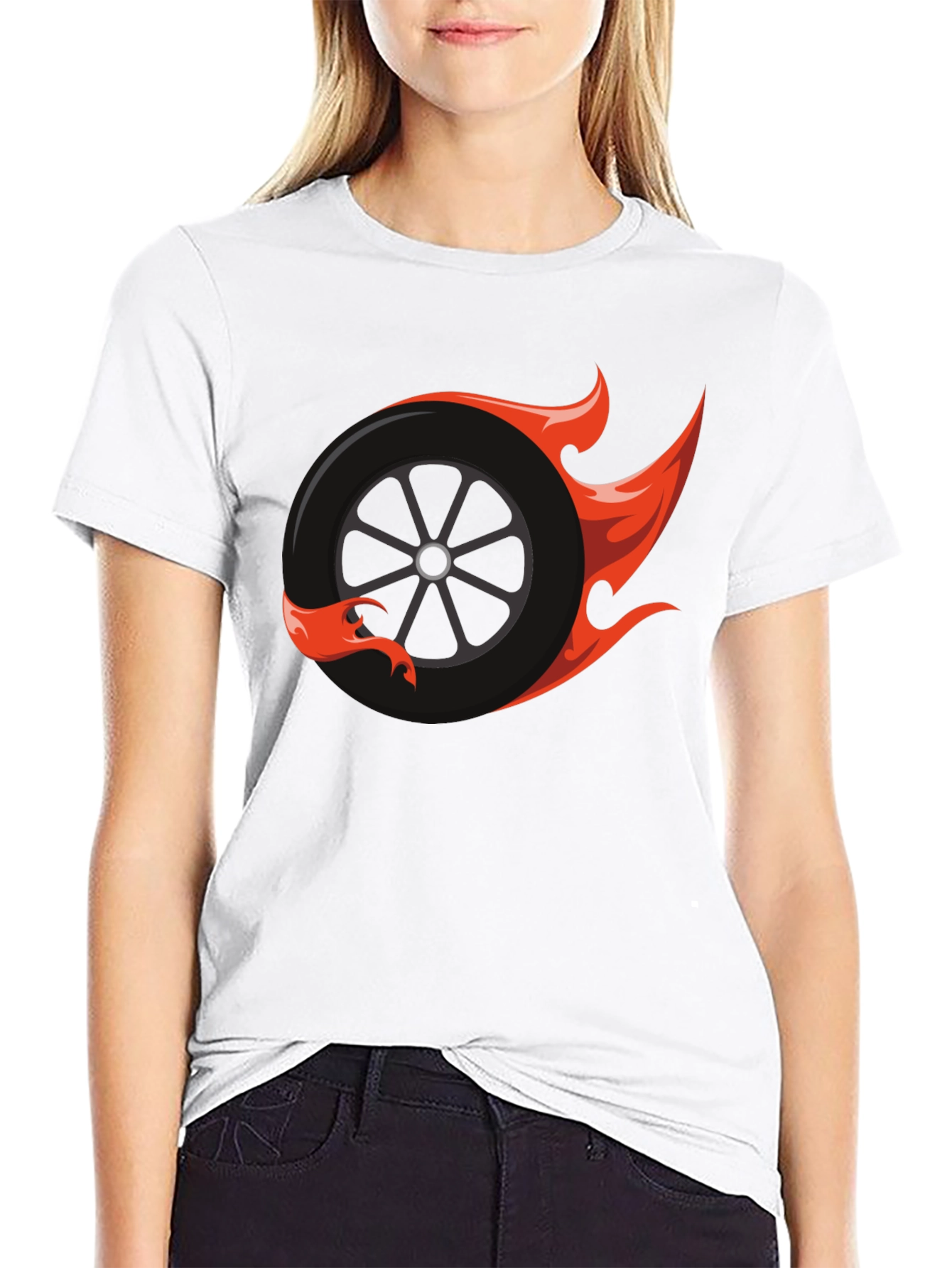Flaming Wheel Graphic Tee - Cool Car Enthusiast Design