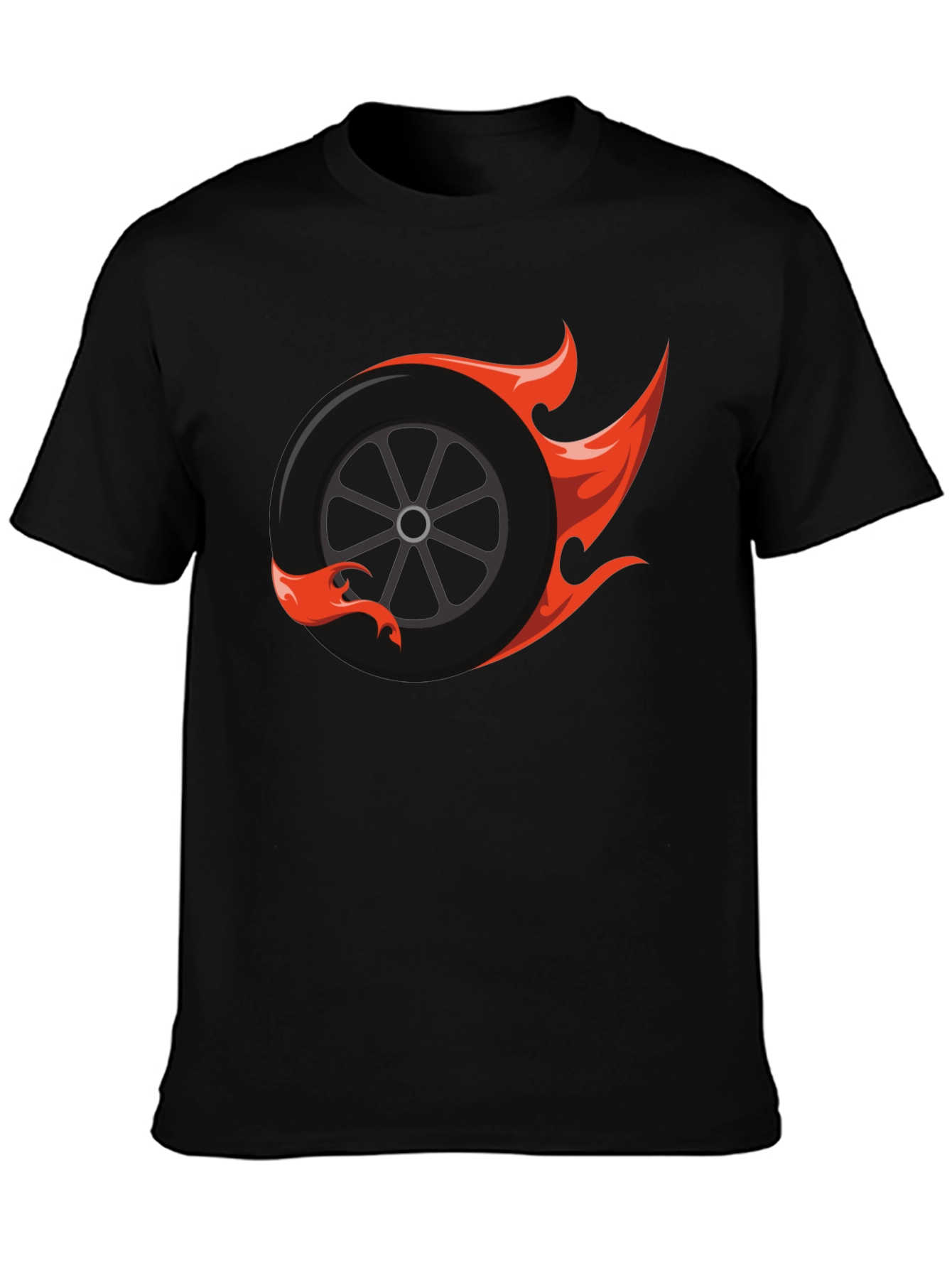 Flaming Wheel Graphic Tee - Cool Car Enthusiast Design