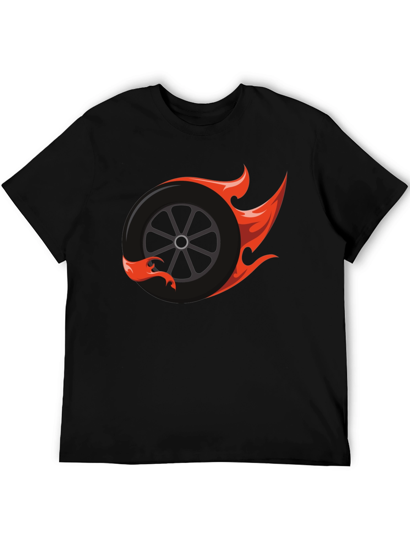 Flaming Wheel Graphic Tee - Cool Car Enthusiast Design
