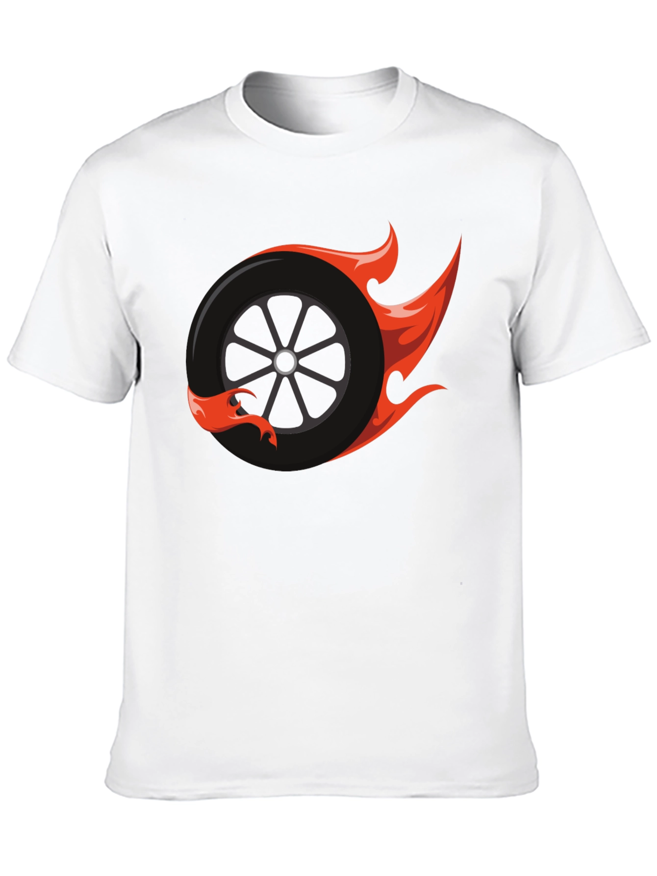 Flaming Wheel Graphic Tee - Cool Car Enthusiast Design