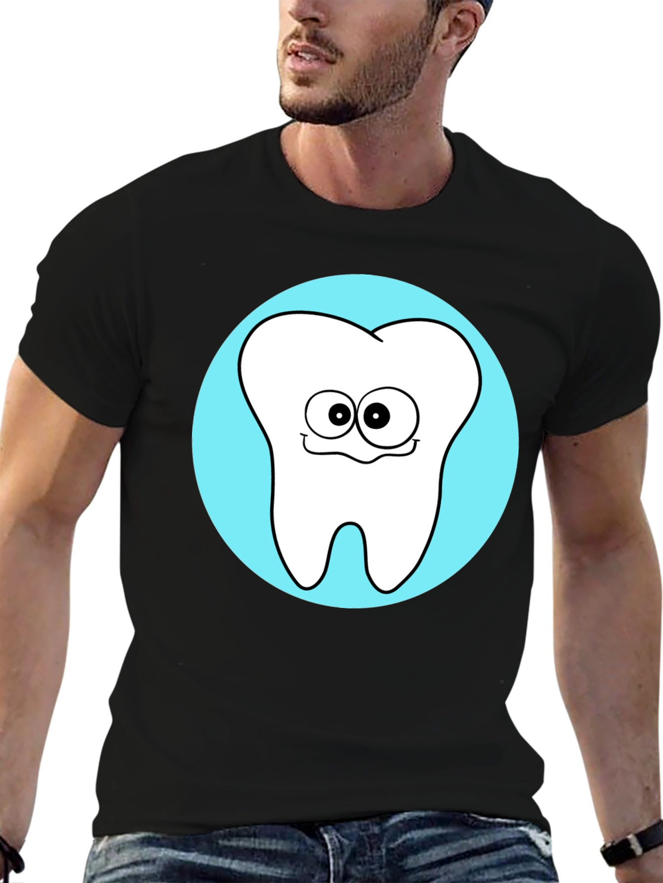 Funny Tooth Graphic T-Shirt - Black Cotton Tee