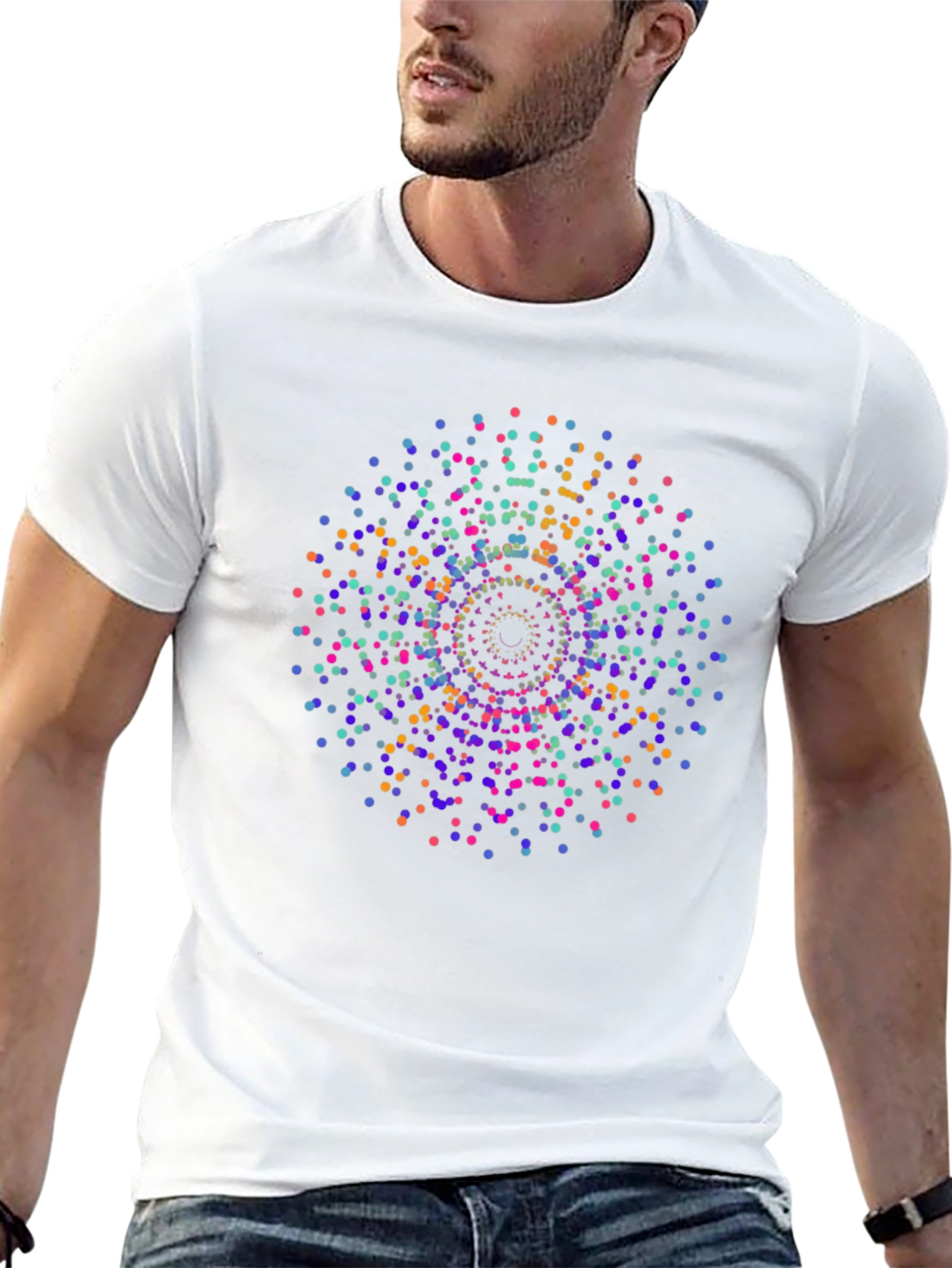 Vibrant Mandala Dot T-Shirt - Modern Graphic Tee