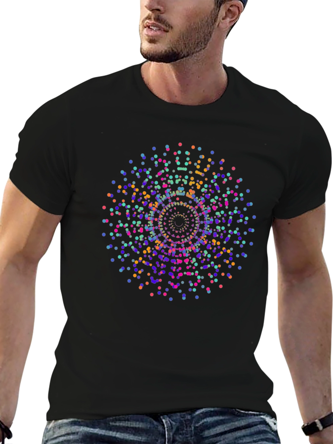 Vibrant Mandala Dot T-Shirt - Modern Graphic Tee