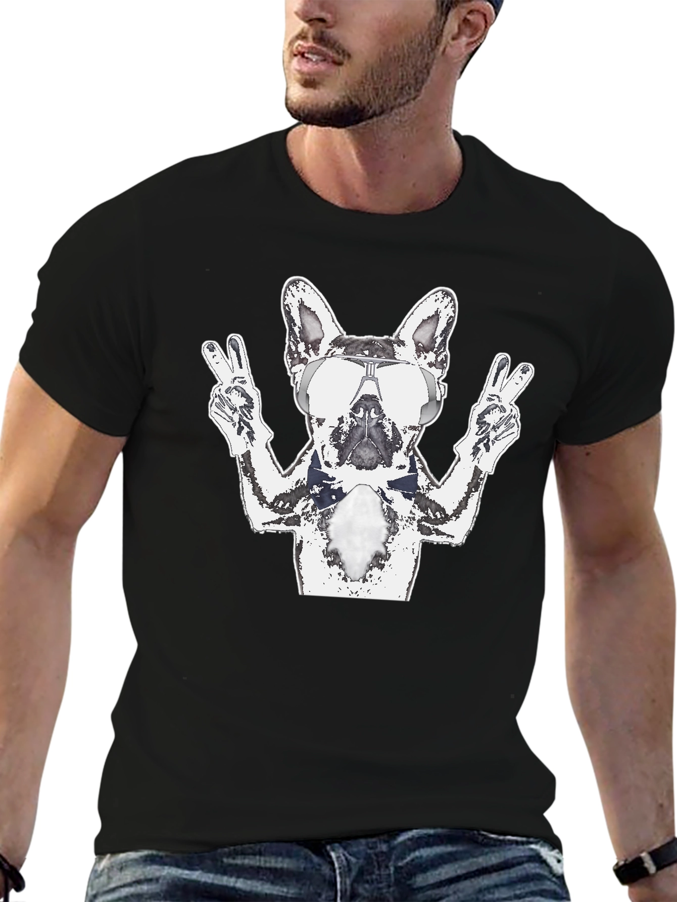Cool Dog Graphic Tee - Mens Black T-Shirt