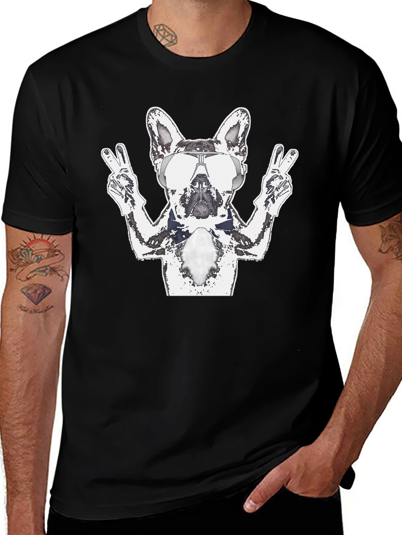Cool Dog Graphic Tee - Mens Black T-Shirt