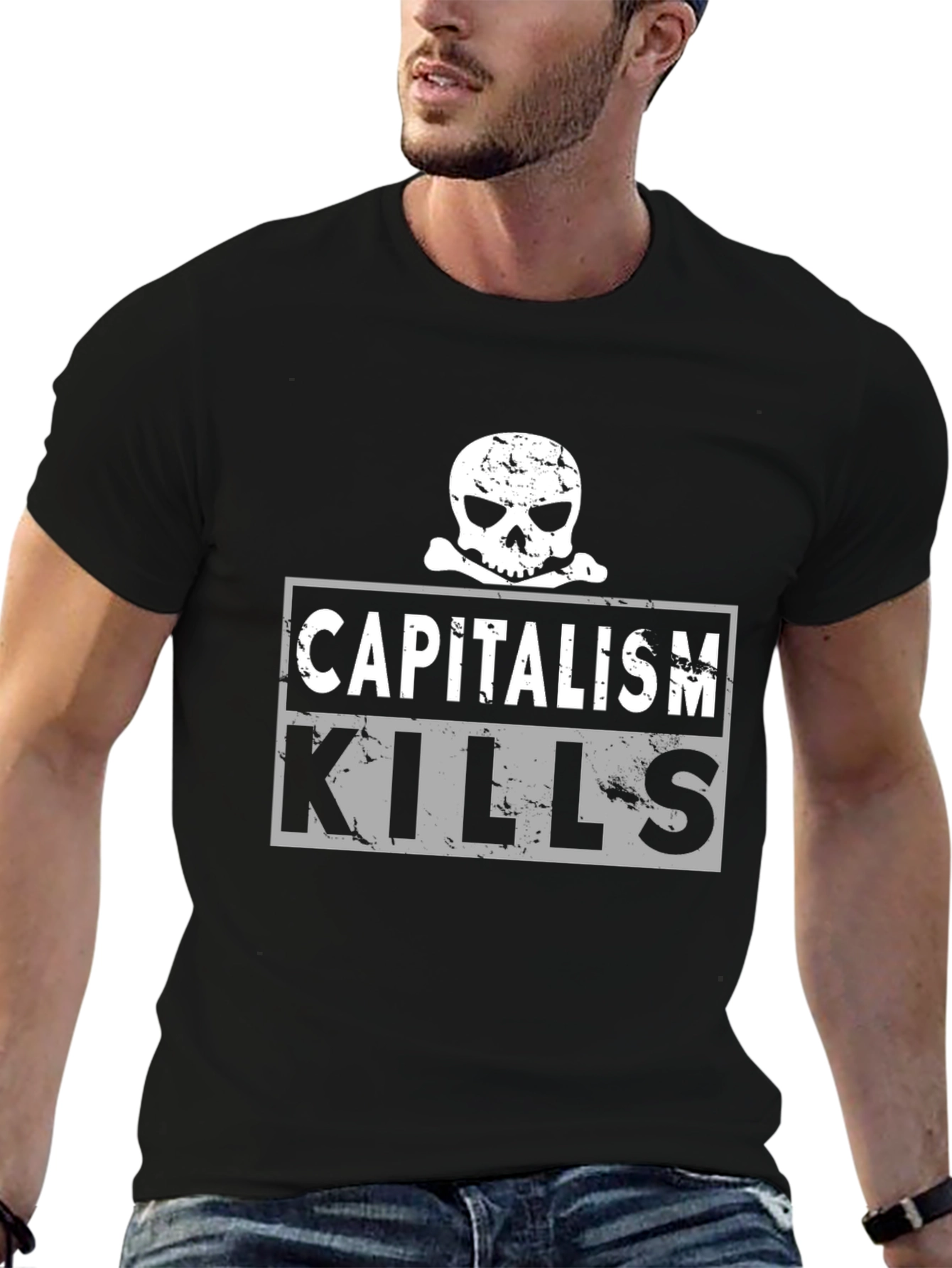 Capitalism Kills Skull Graphic T-Shirt