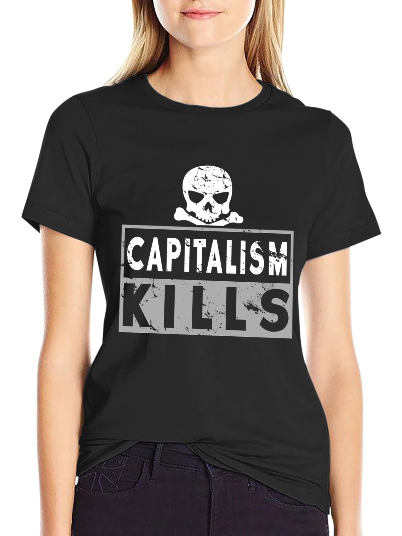 Capitalism Kills Skull Graphic T-Shirt