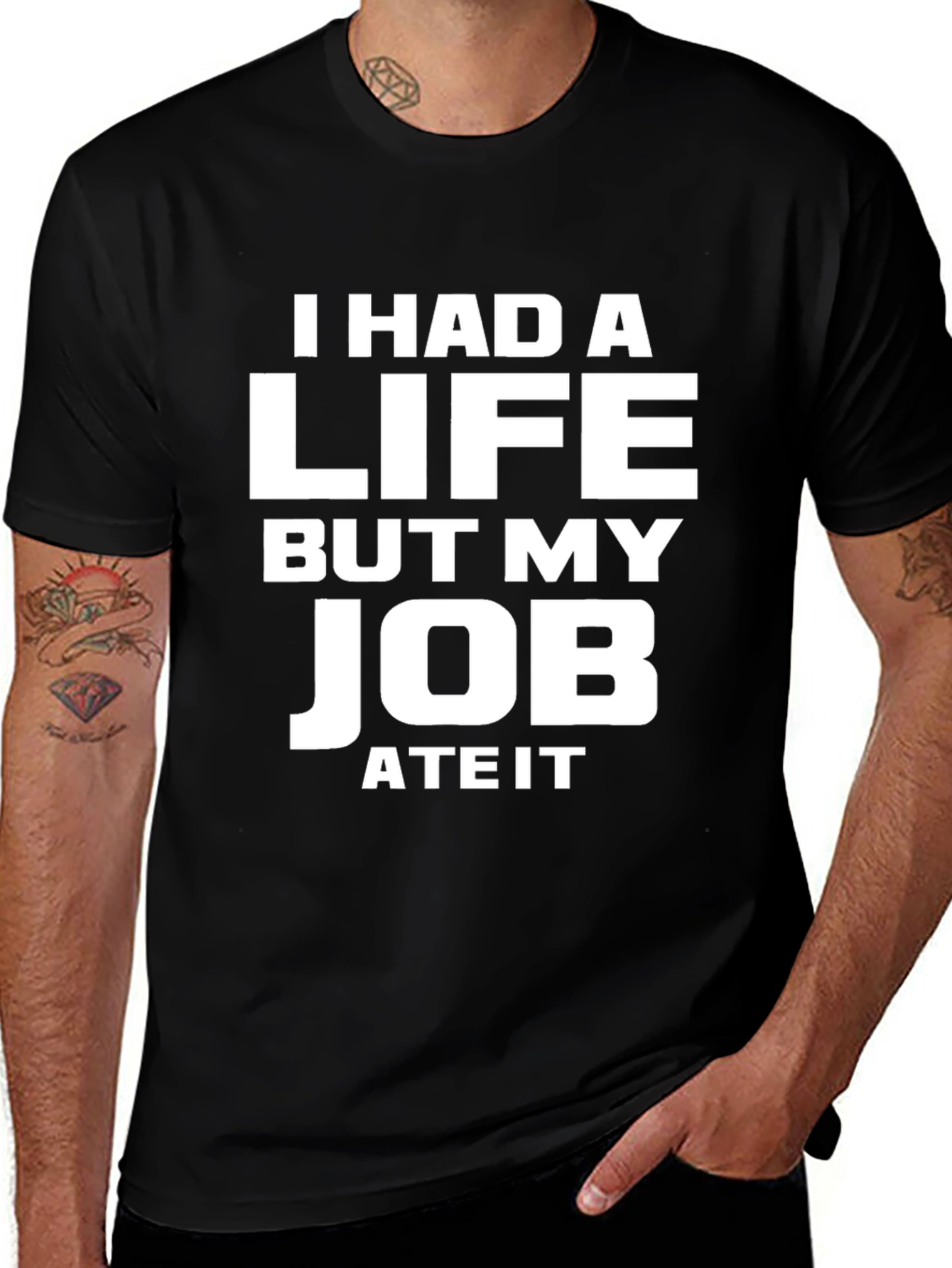 Humorous Job Ate My Life Graphic T-Shirt