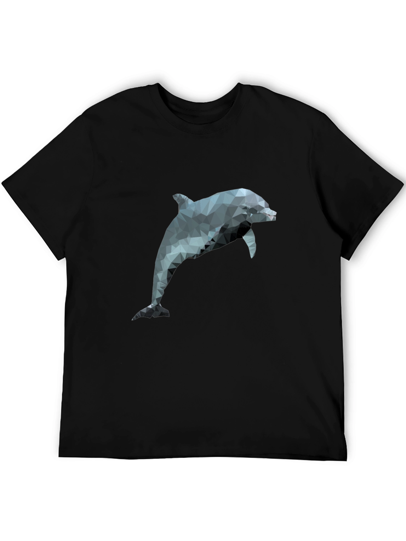 Geometric Dolphin T-Shirt - Black Poly Cotton Blend