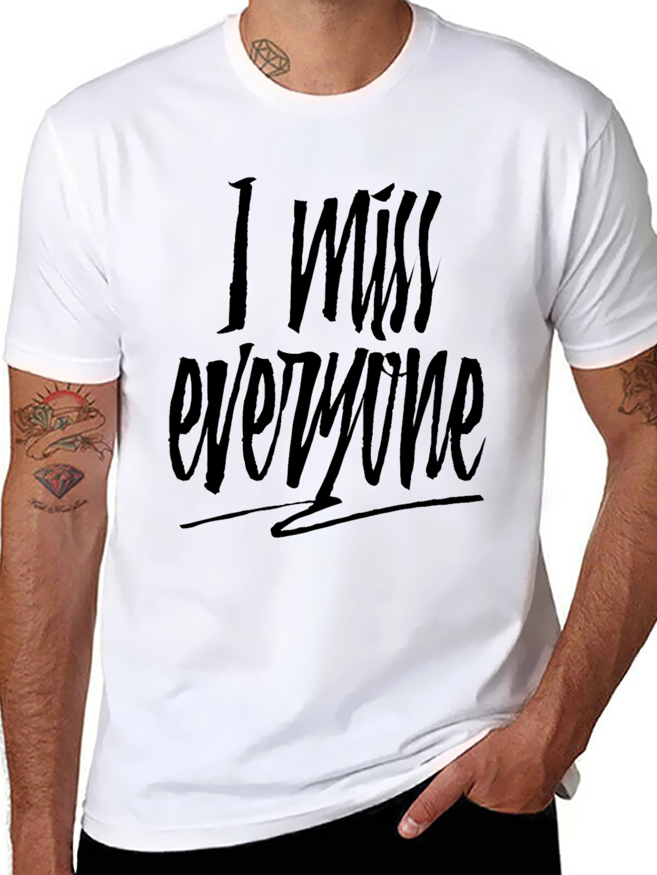 I Miss Everyone Black Graphic Tee