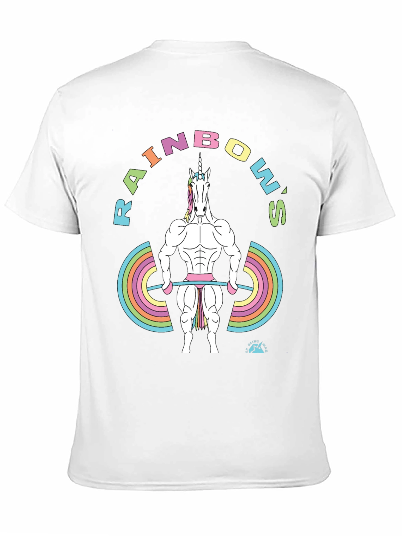 Rainbow Unicorn Weightlifter Black T-Shirt
