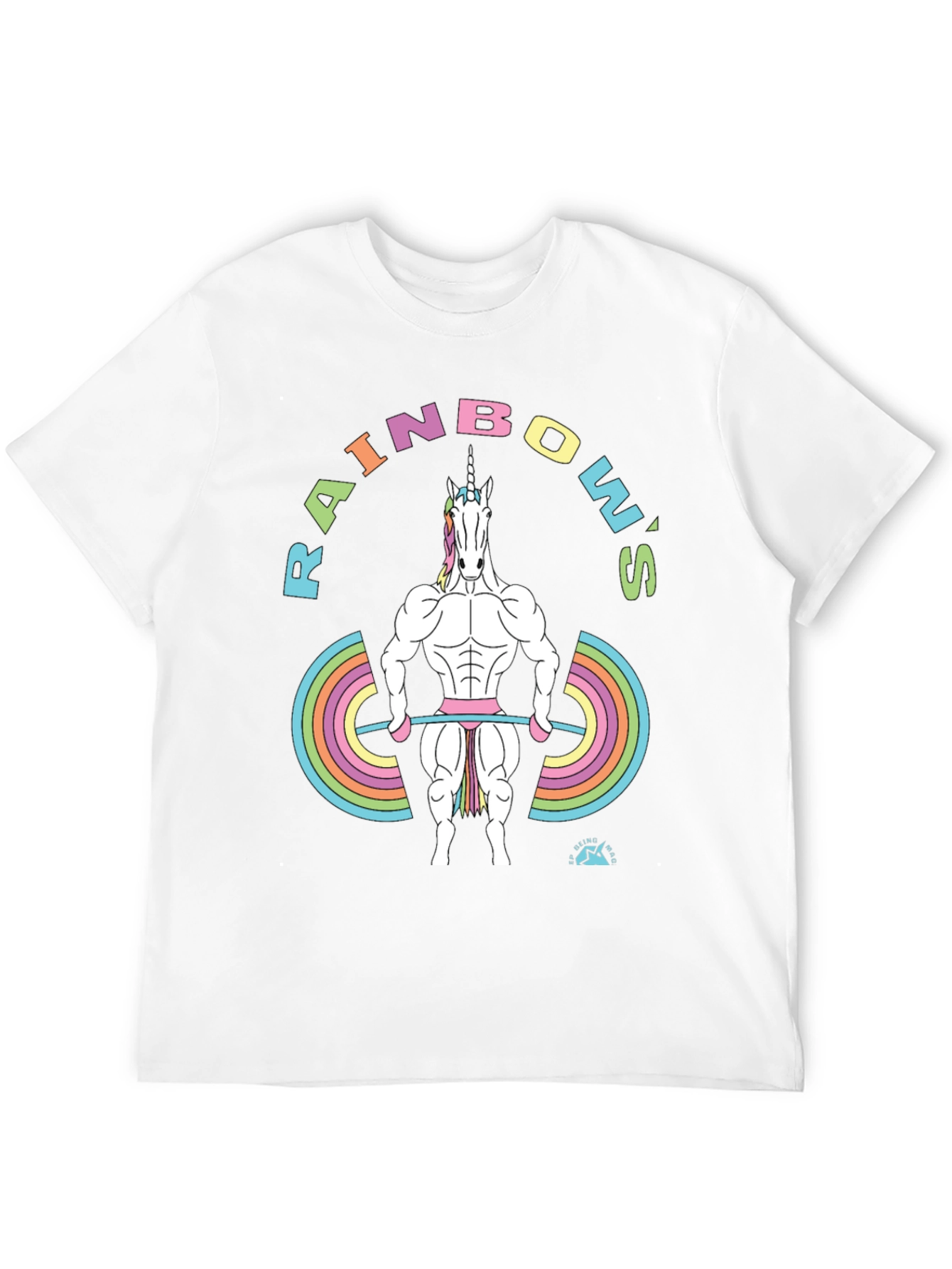 Rainbow Unicorn Weightlifter Black T-Shirt