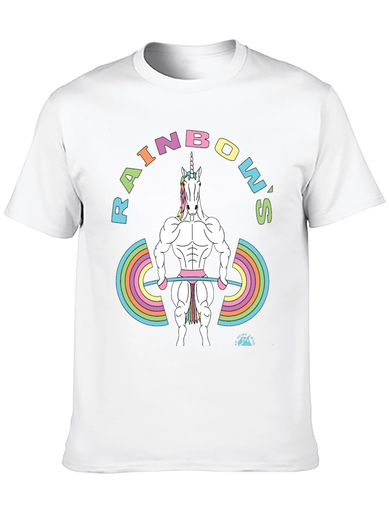 Rainbow Unicorn Weightlifter Black T-Shirt