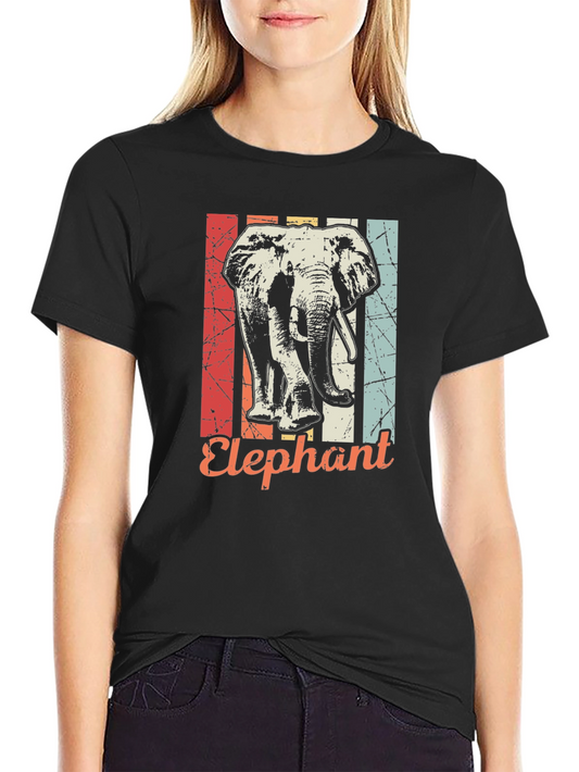 Retro Elephant Graphic T-Shirt - Vintage Style Mens Tee