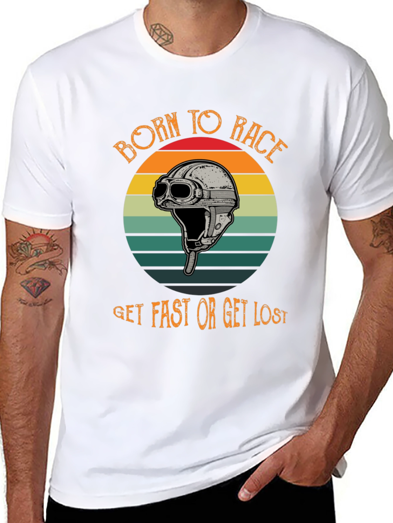 Born to Race T-Shirt - Retro Helmet Design