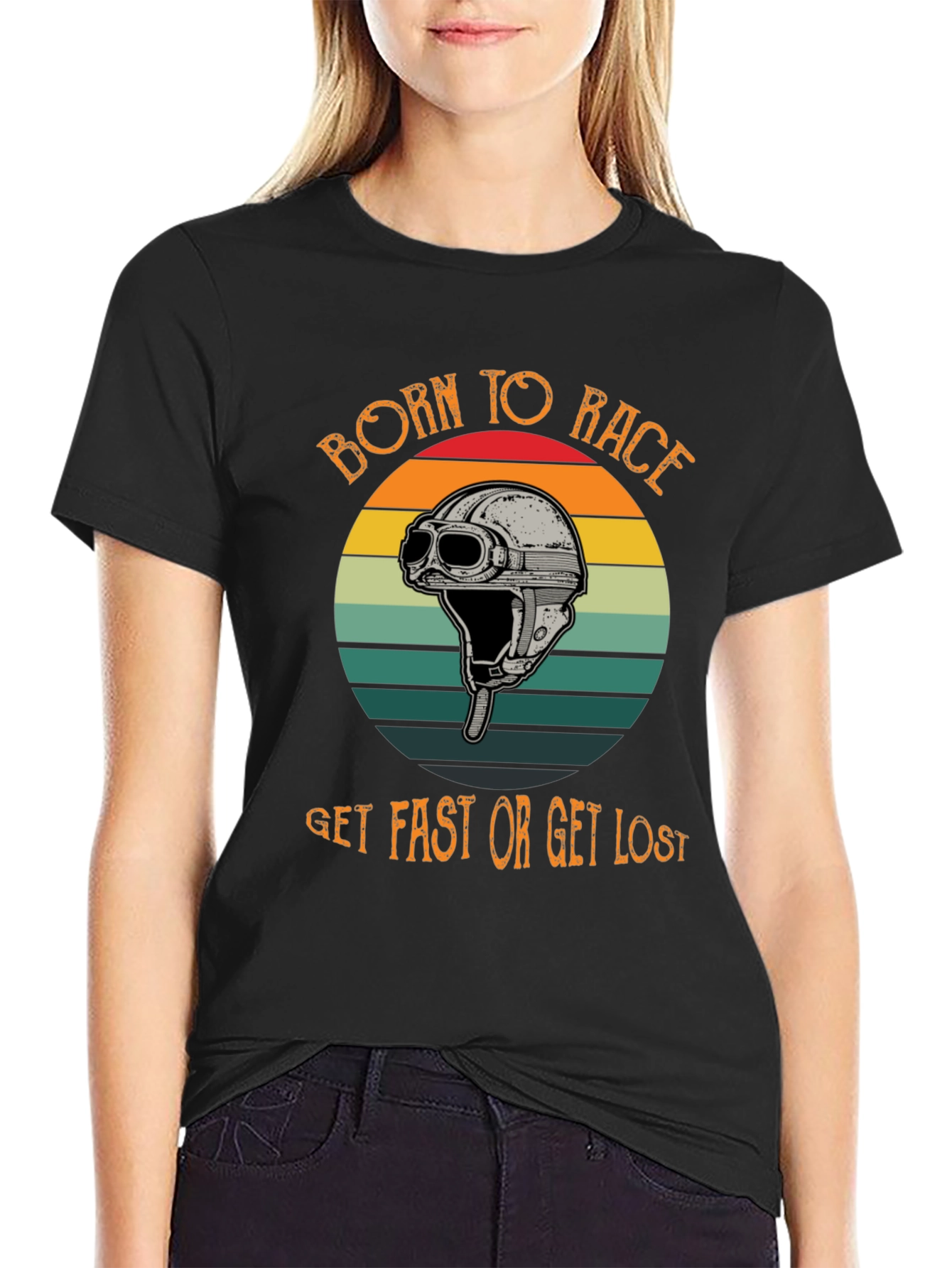 Born to Race T-Shirt - Retro Helmet Design