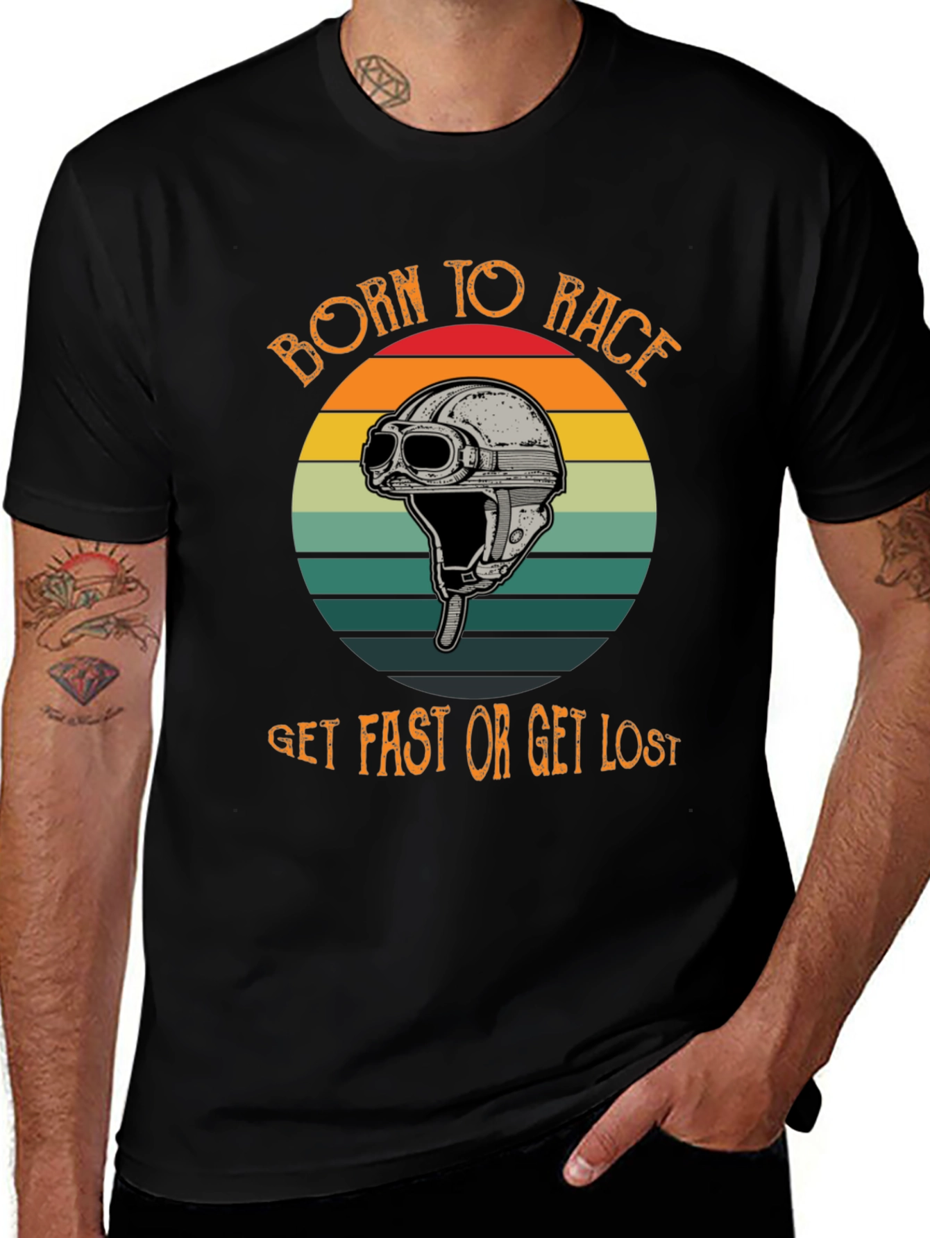 Born to Race T-Shirt - Retro Helmet Design