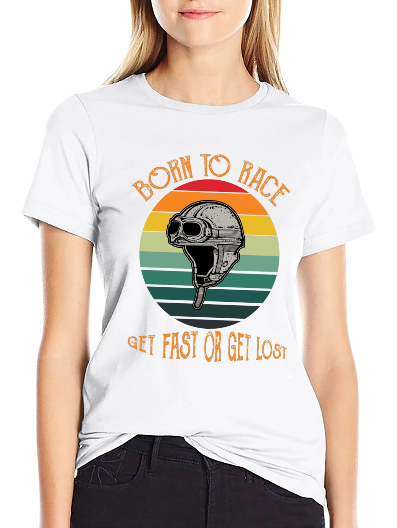 Born to Race T-Shirt - Retro Helmet Design