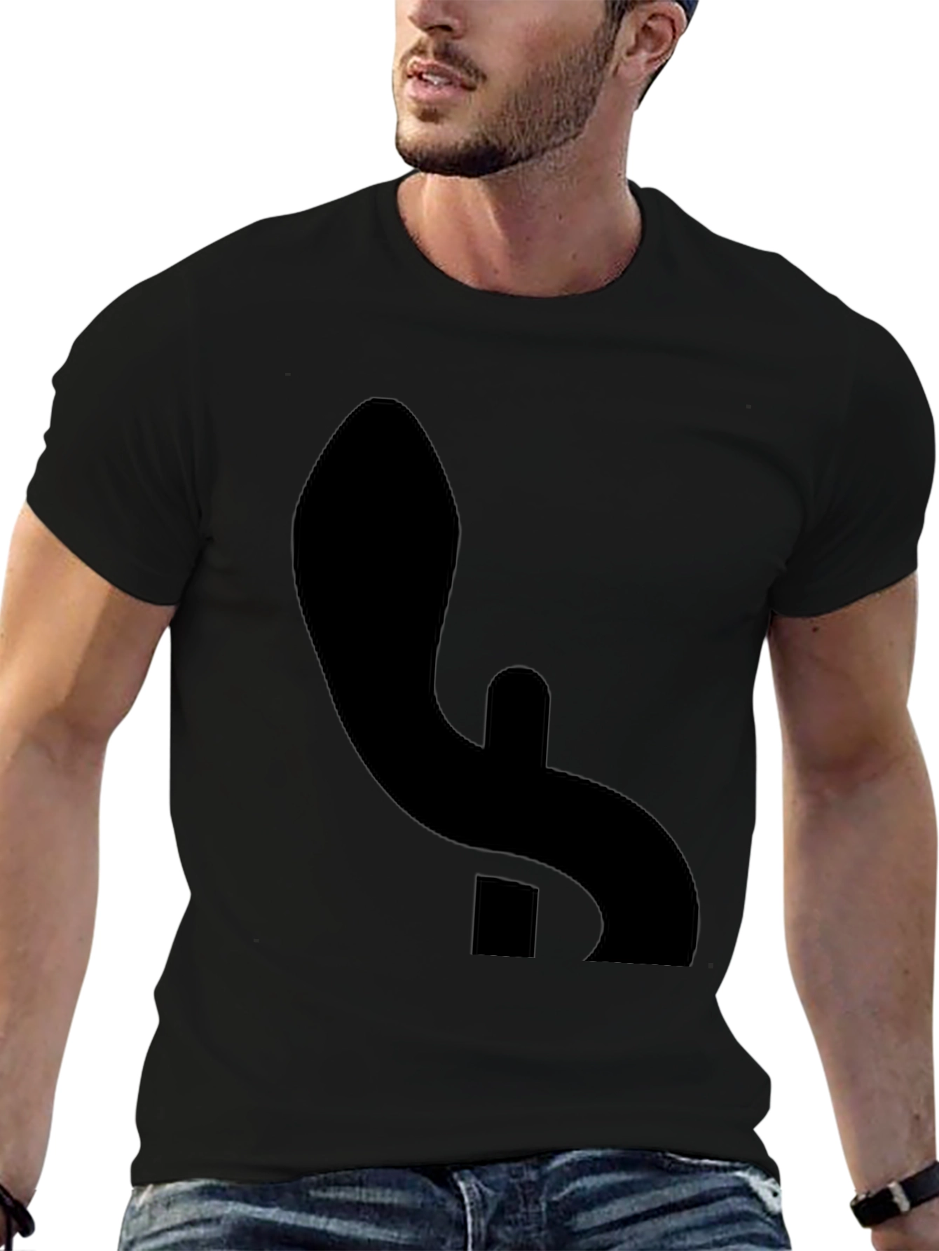 Black Graphic Tee - Abstract Minimalist Design