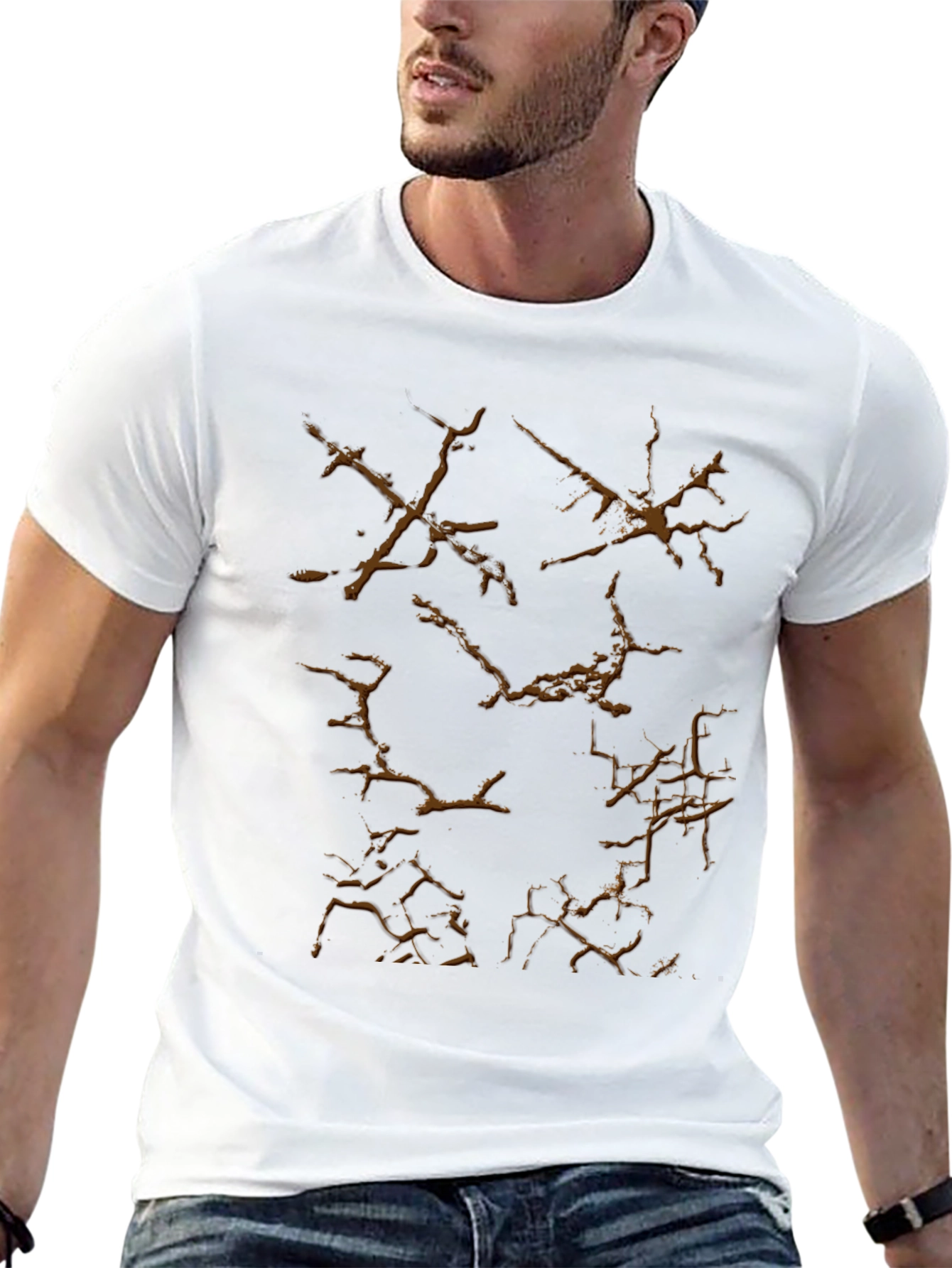 Black T-Shirt with Crack Graphic Design