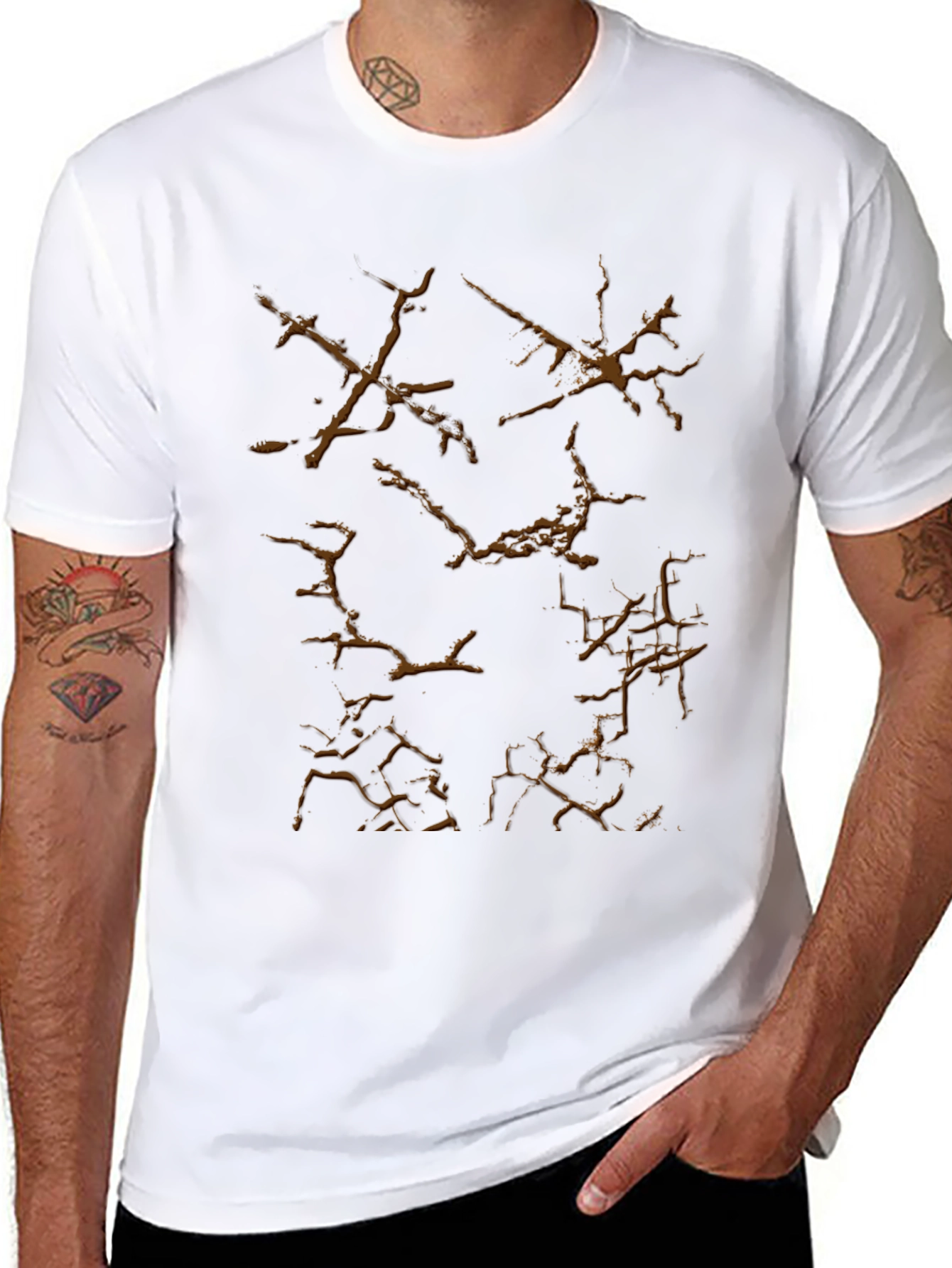 Black T-Shirt with Crack Graphic Design
