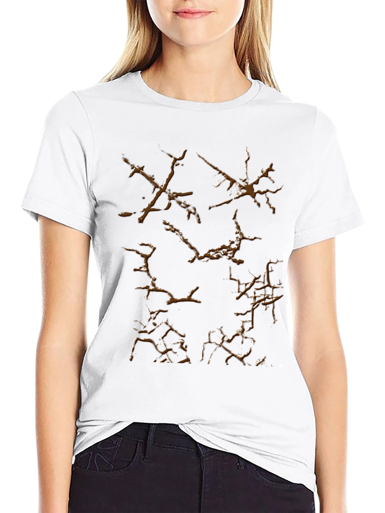 Black T-Shirt with Crack Graphic Design