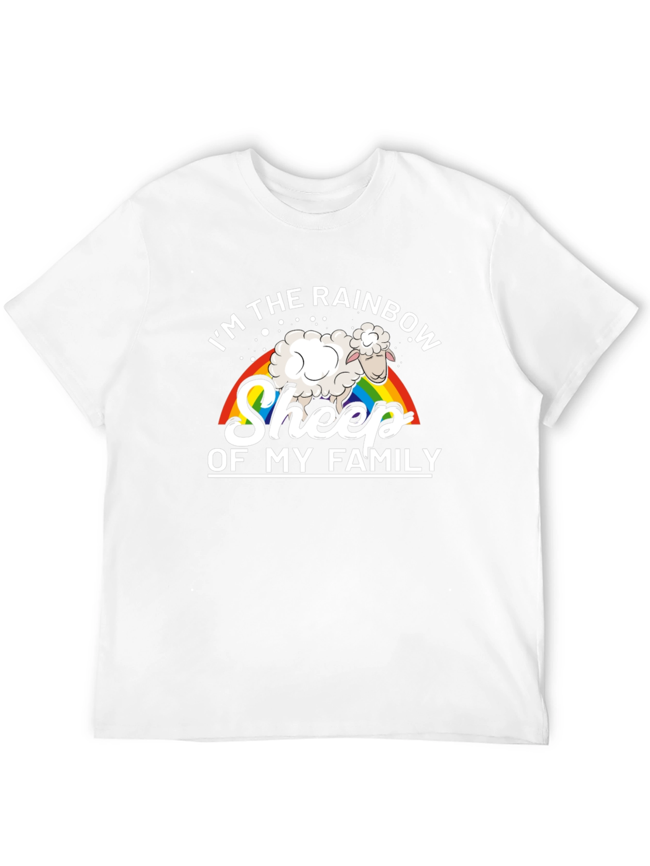 Rainbow Sheep Family Black T-Shirt