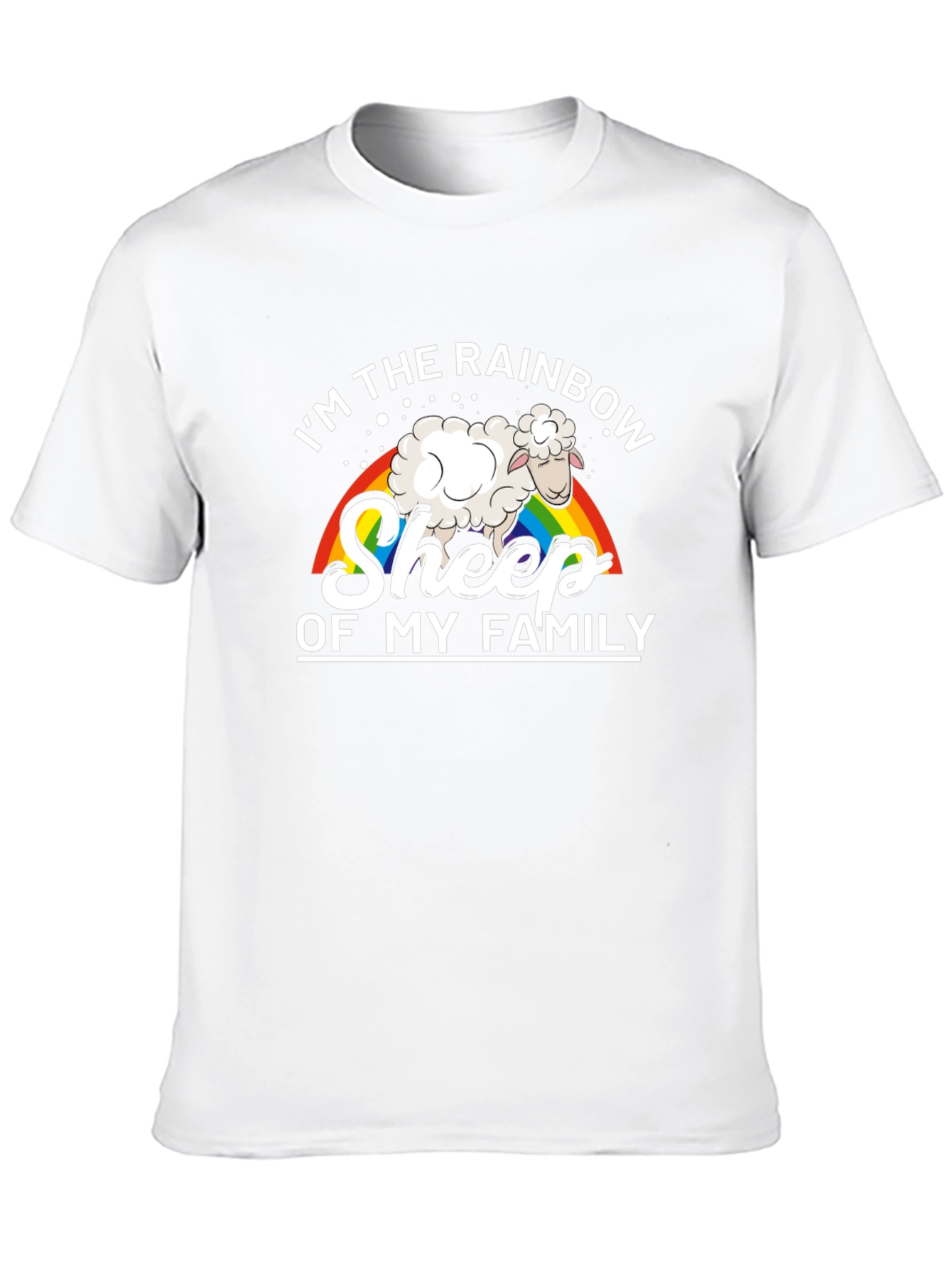 Rainbow Sheep Family Black T-Shirt
