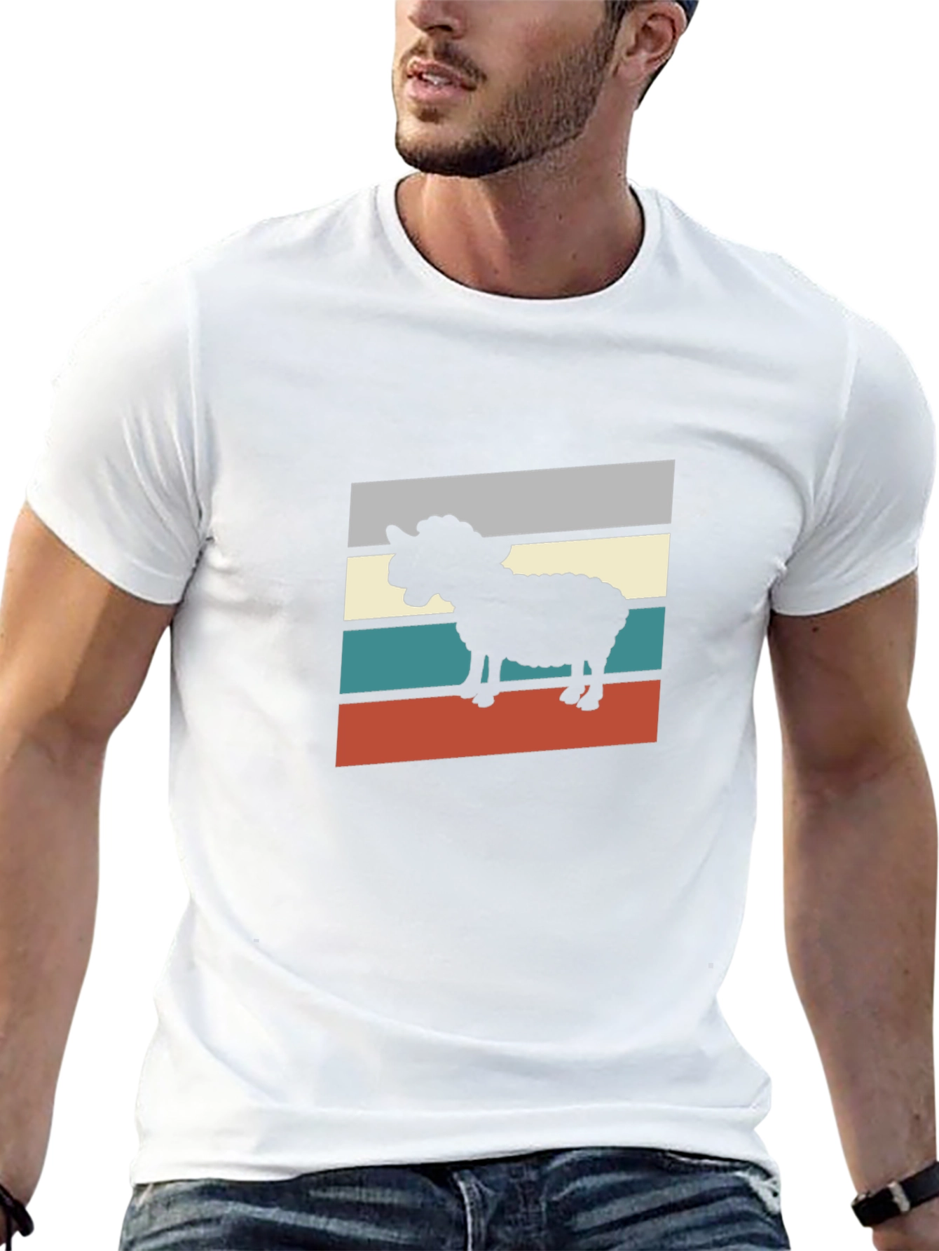Retro Sheep Graphic Tee - Black T-Shirt