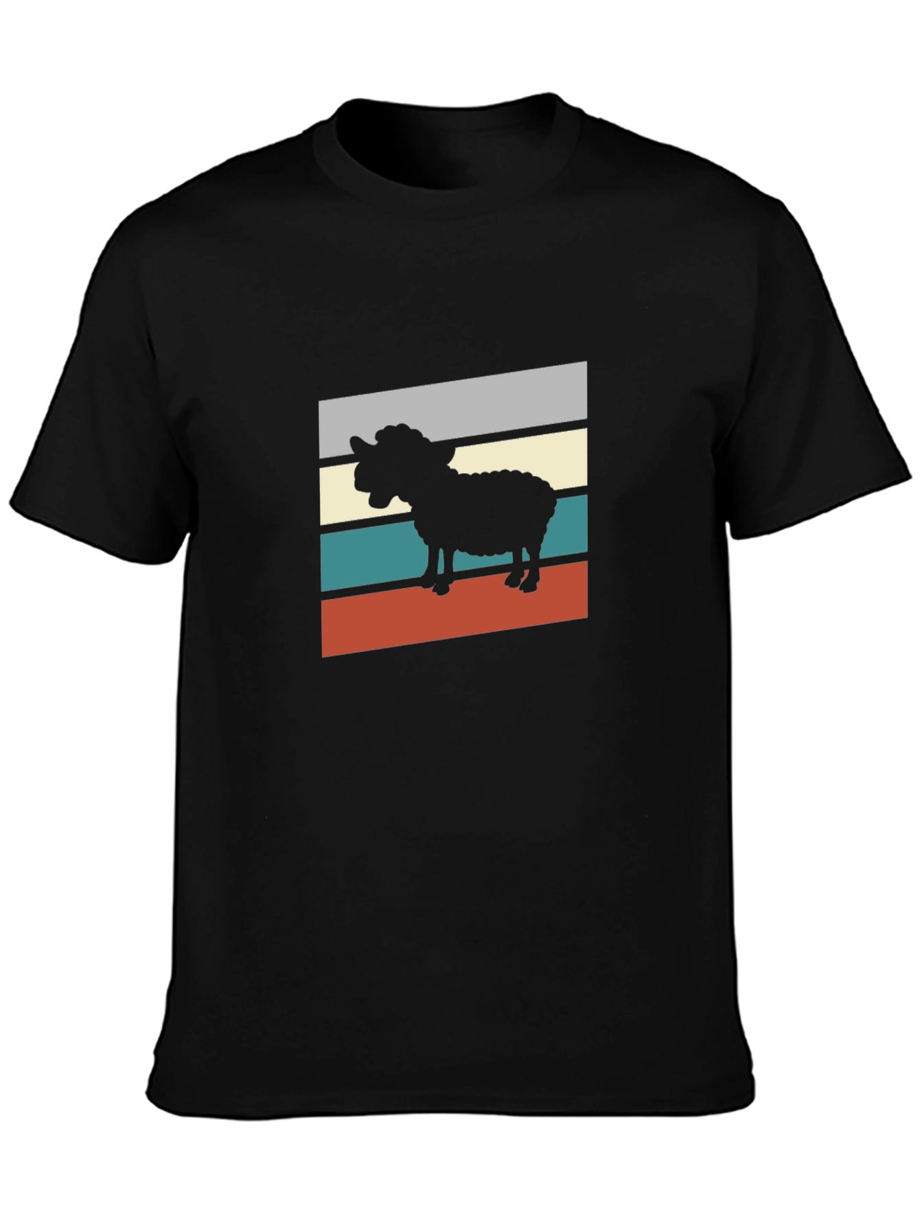 Retro Sheep Graphic Tee - Black T-Shirt