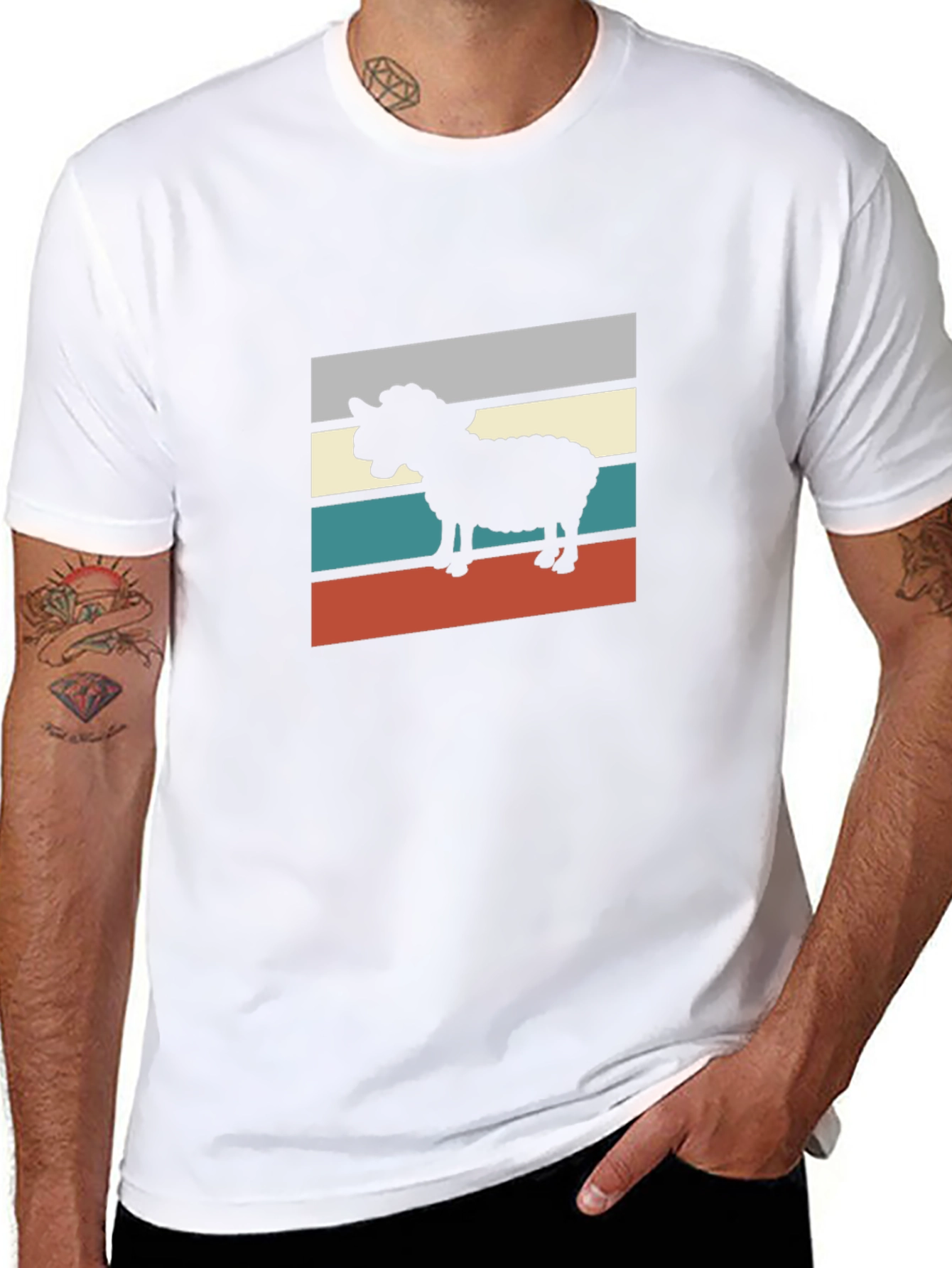 Retro Sheep Graphic Tee - Black T-Shirt