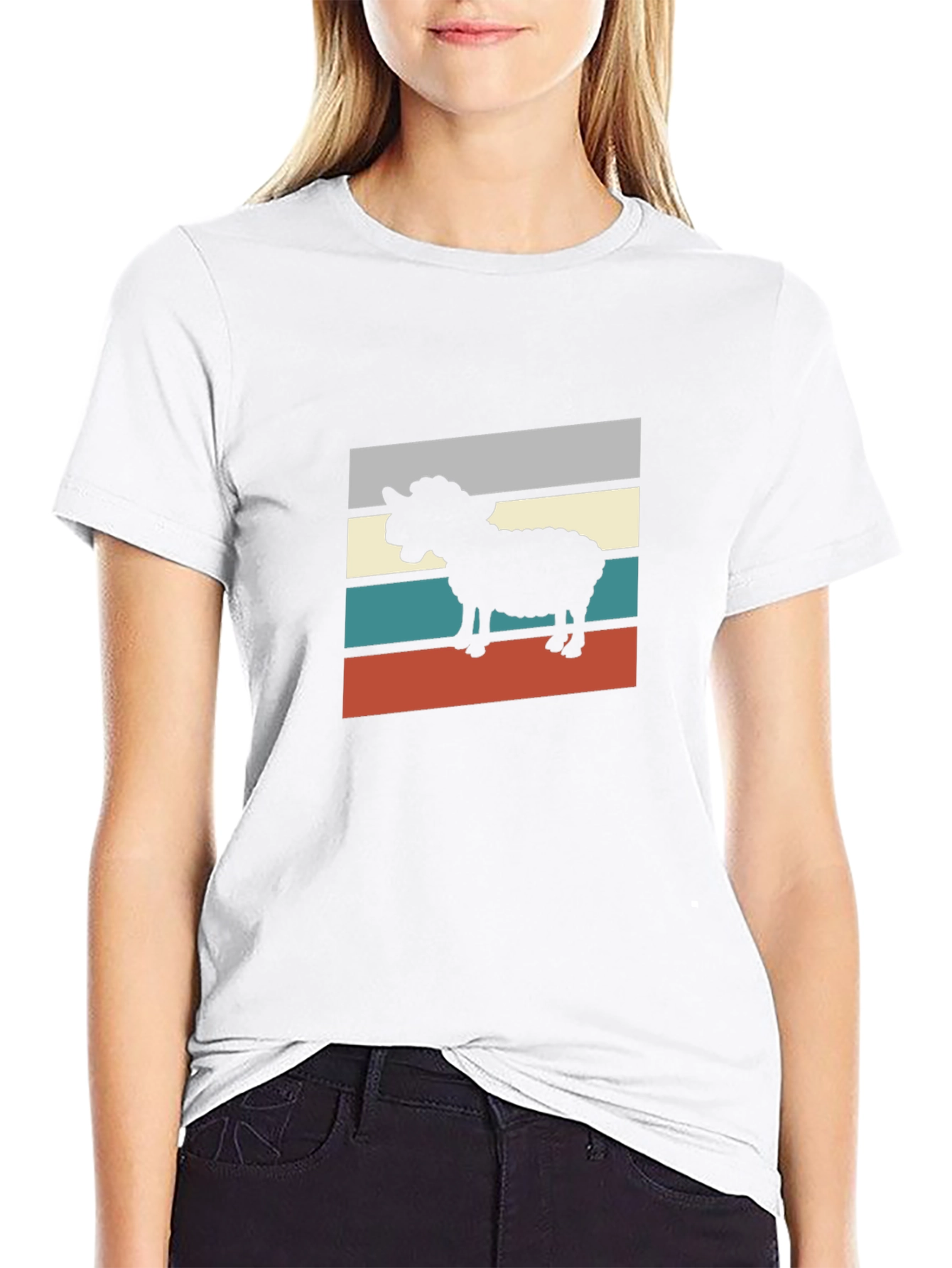 Retro Sheep Graphic Tee - Black T-Shirt