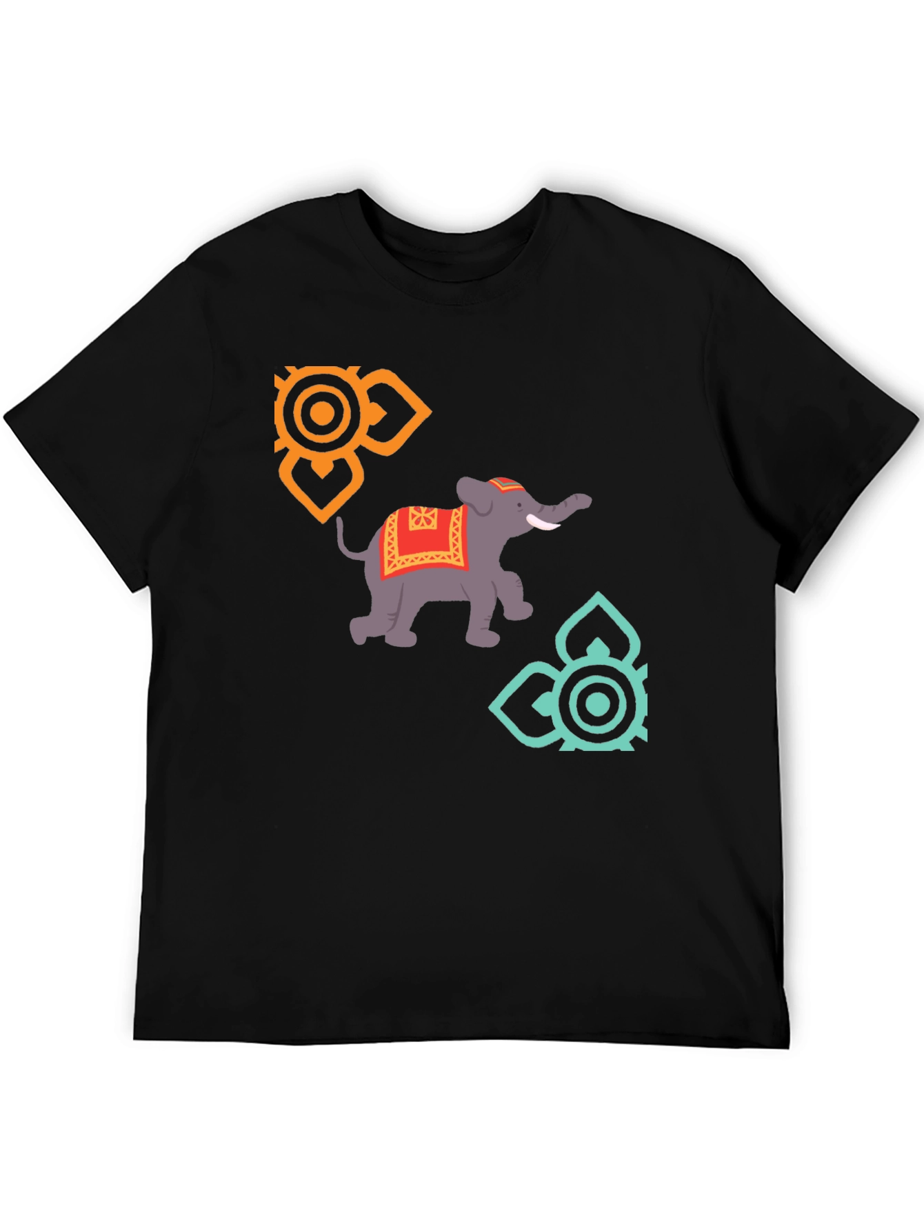 Elephant Graphic T-Shirt - Stylish Mens Black Tee