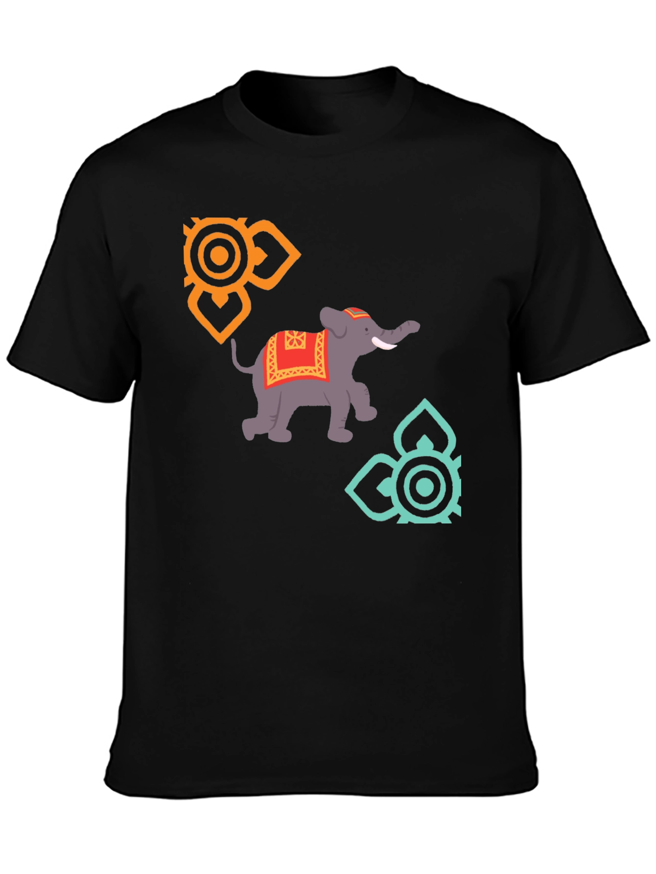 Elephant Graphic T-Shirt - Stylish Mens Black Tee